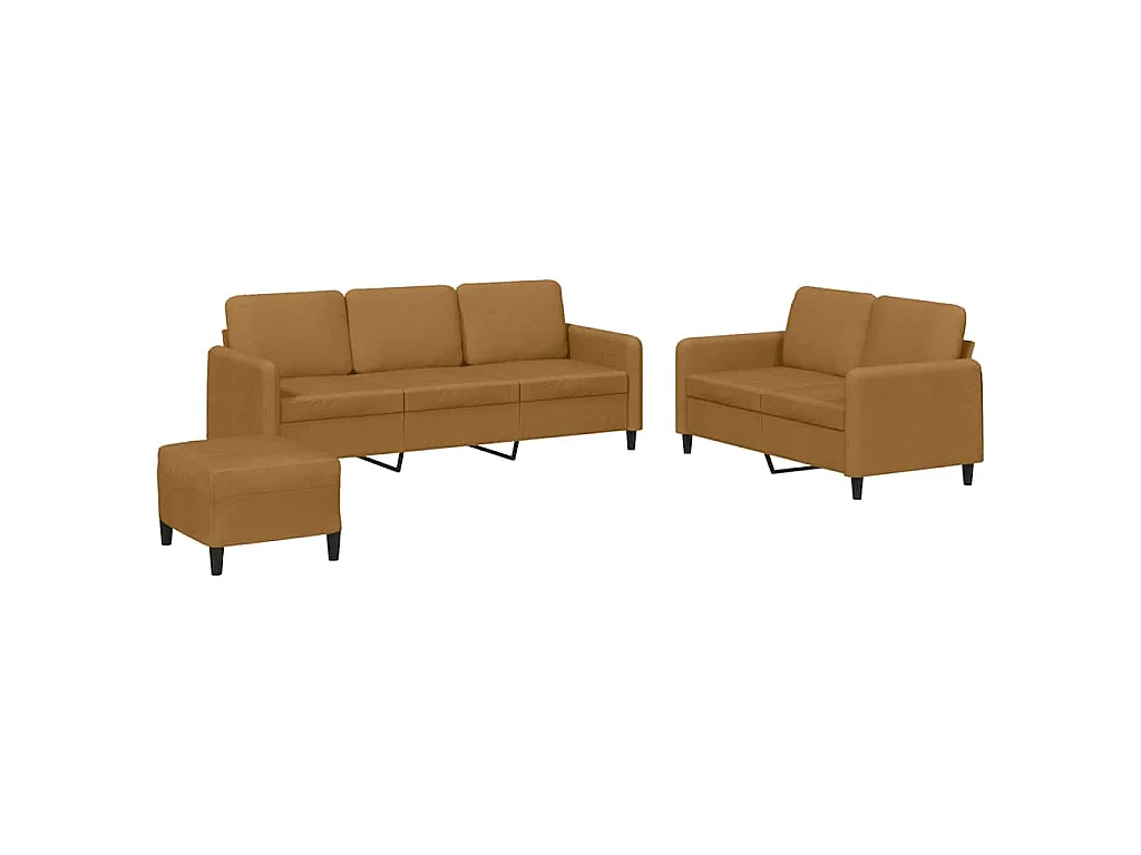 Set di Divani 3 pz Marrone in Velluto