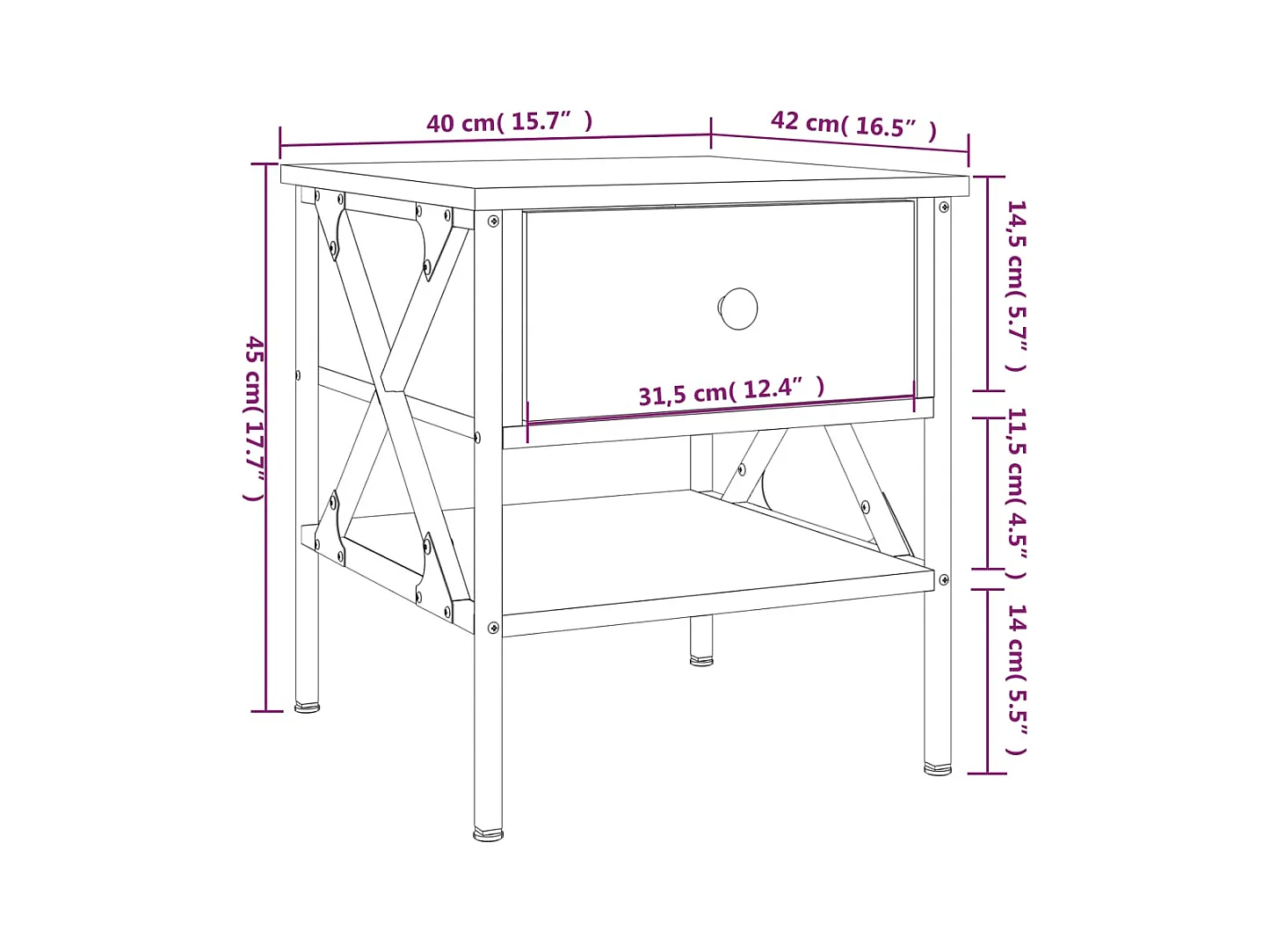 Tables de chevet 2 pcs chêne marron 40x42x45 cm bois ingénierie