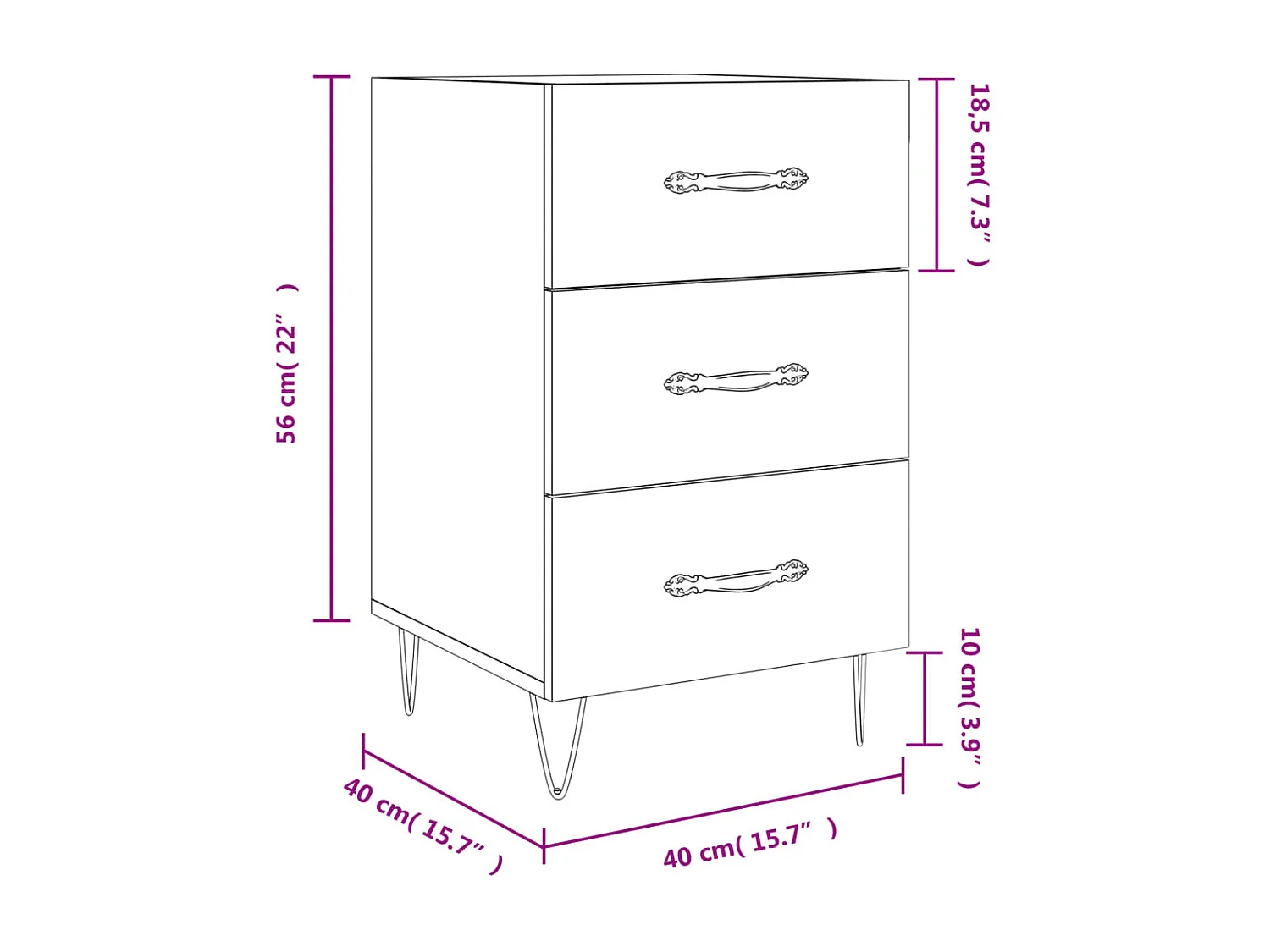 Nachttisch Betongrau 40x40x66 cm Holzwerkstoff