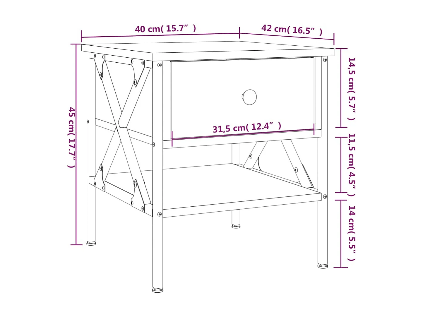 Tables de chevet 2 pcs chêne sonoma 40x42x45 cm bois ingénierie