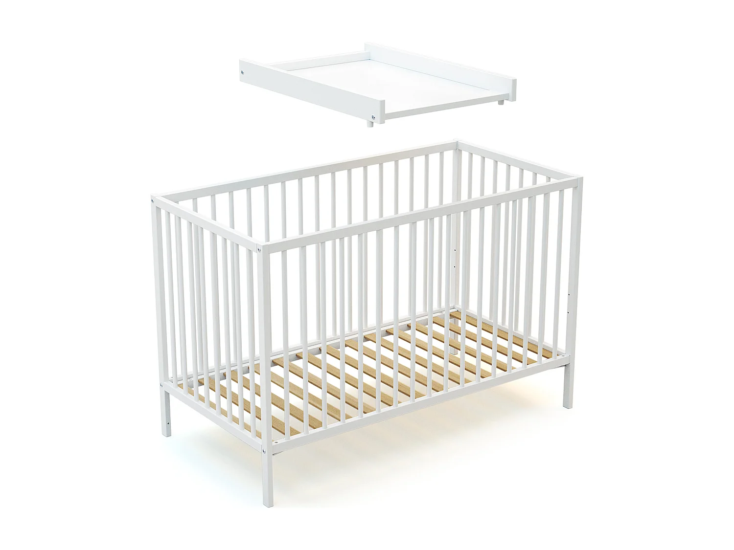 Plan à langer amovible avec matelas pour lit bébé en bois ESSENTIEL Blanc