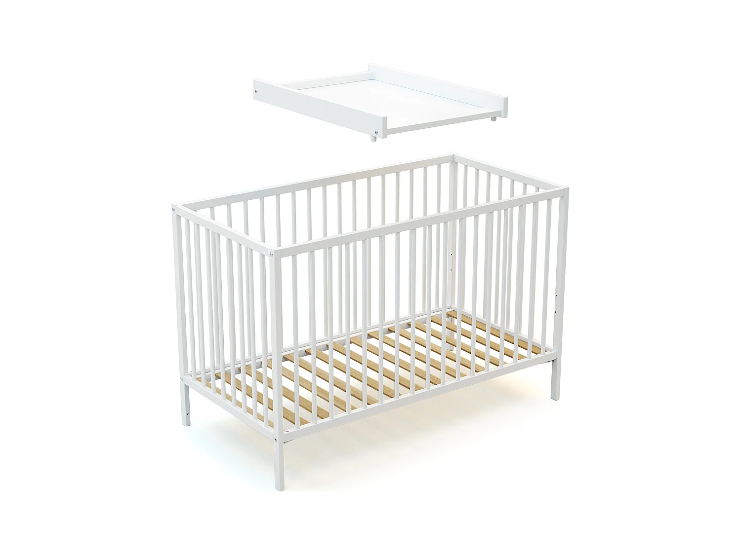 Abnehmbarer Wickeltisch mit Matratze für Babybett ESSENTIEL Holz Weiß