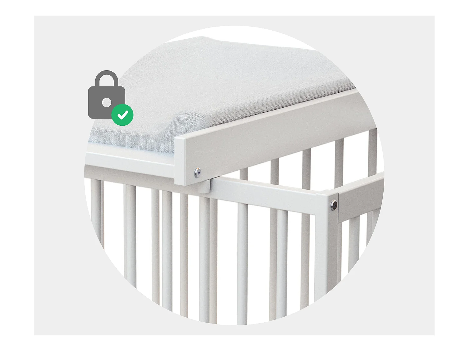 Abnehmbarer Wickeltisch mit Matratze für Babybett ESSENTIEL Holz Weiß