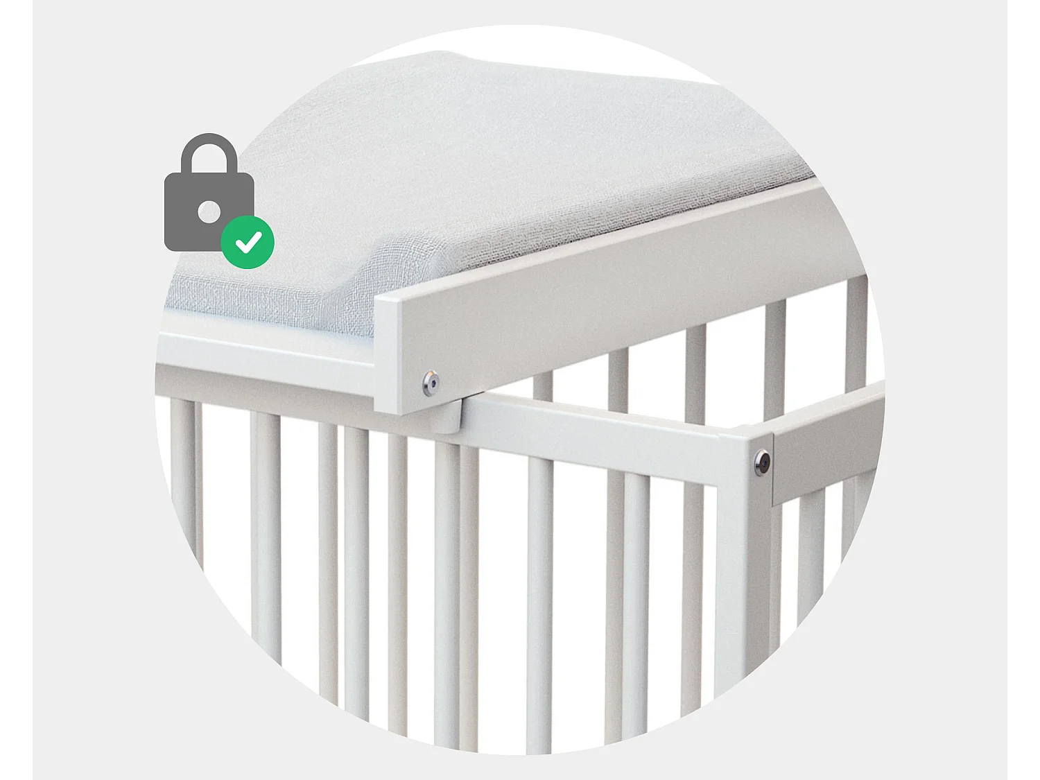 Plan à langer amovible avec matelas pour lit bébé en bois ESSENTIEL Blanc