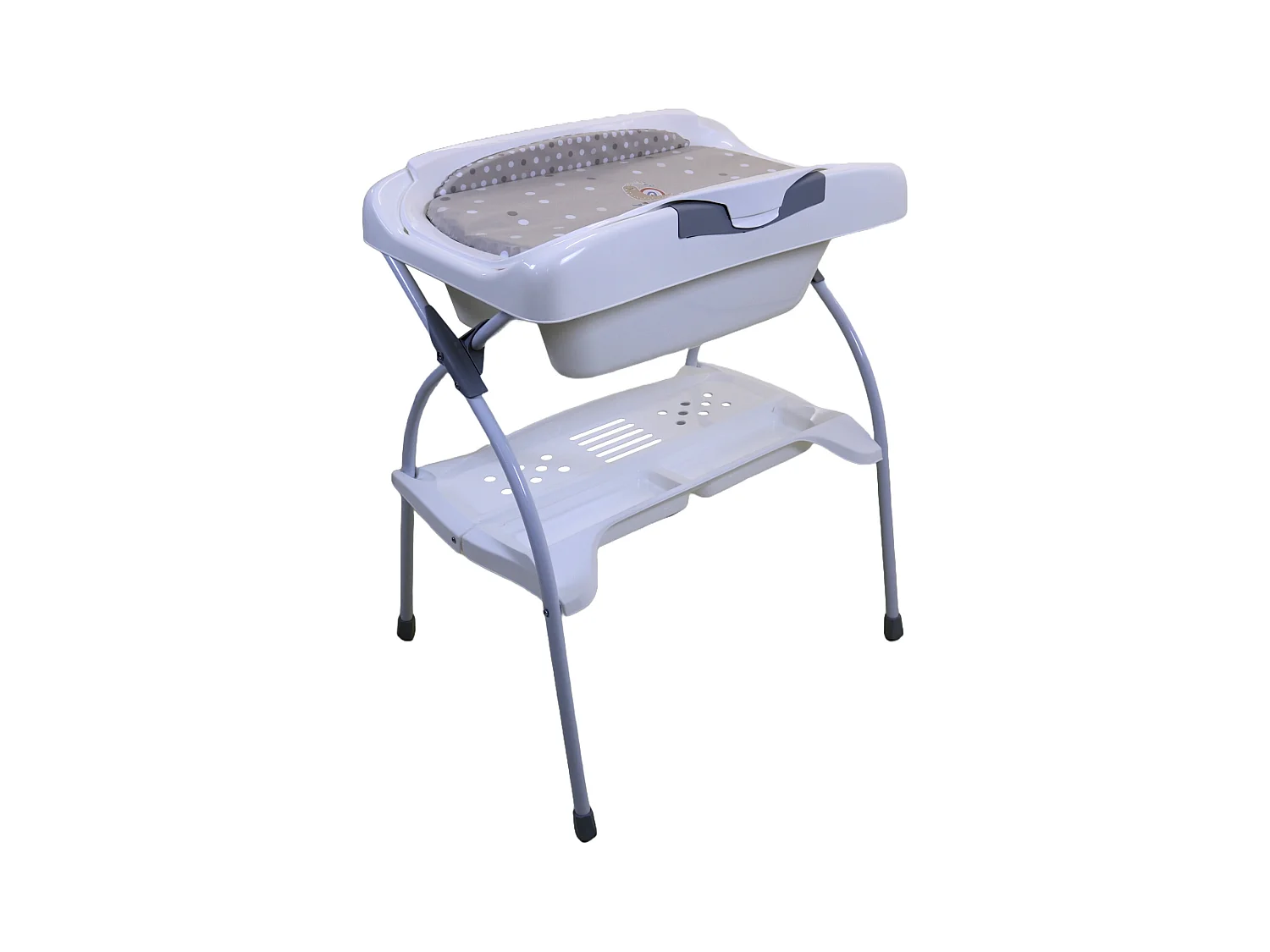 Fasciatoio pieghevole con vasca da bagno ELIOS Little Snail in acciaio Bianco e Taupe