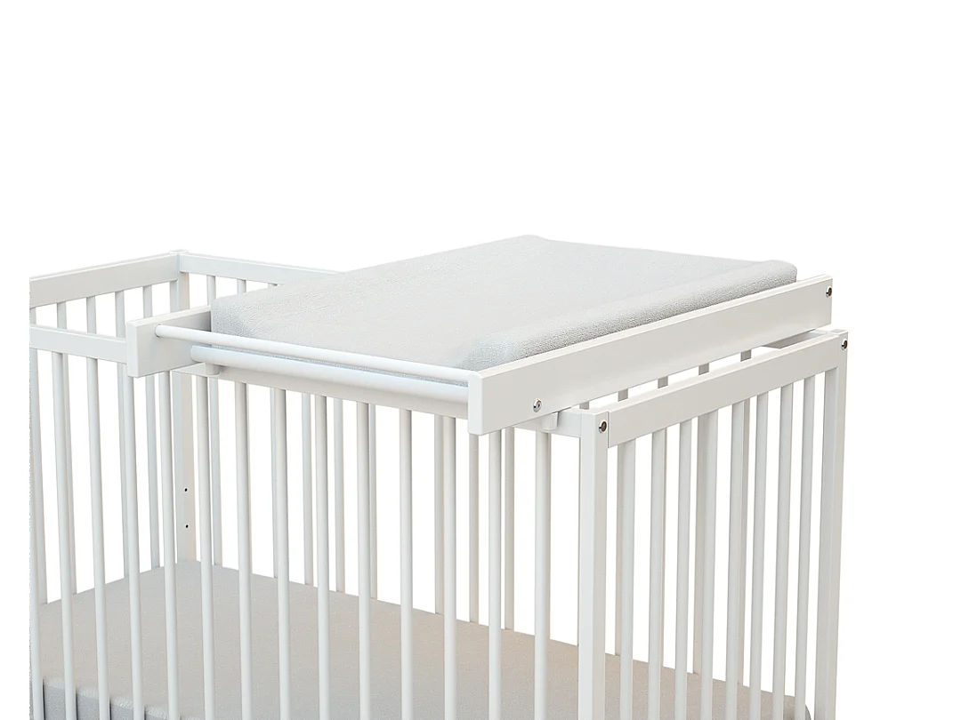 Gran cambiador con colchón para cuna bebé ESSENTIEL madera - Blanco - 82,50 x 54 x 12 cm