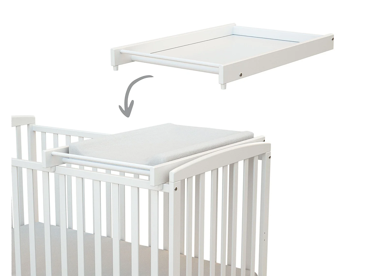 Grand plan à langer en bois amovible en bois ESSENTIEL Blanc