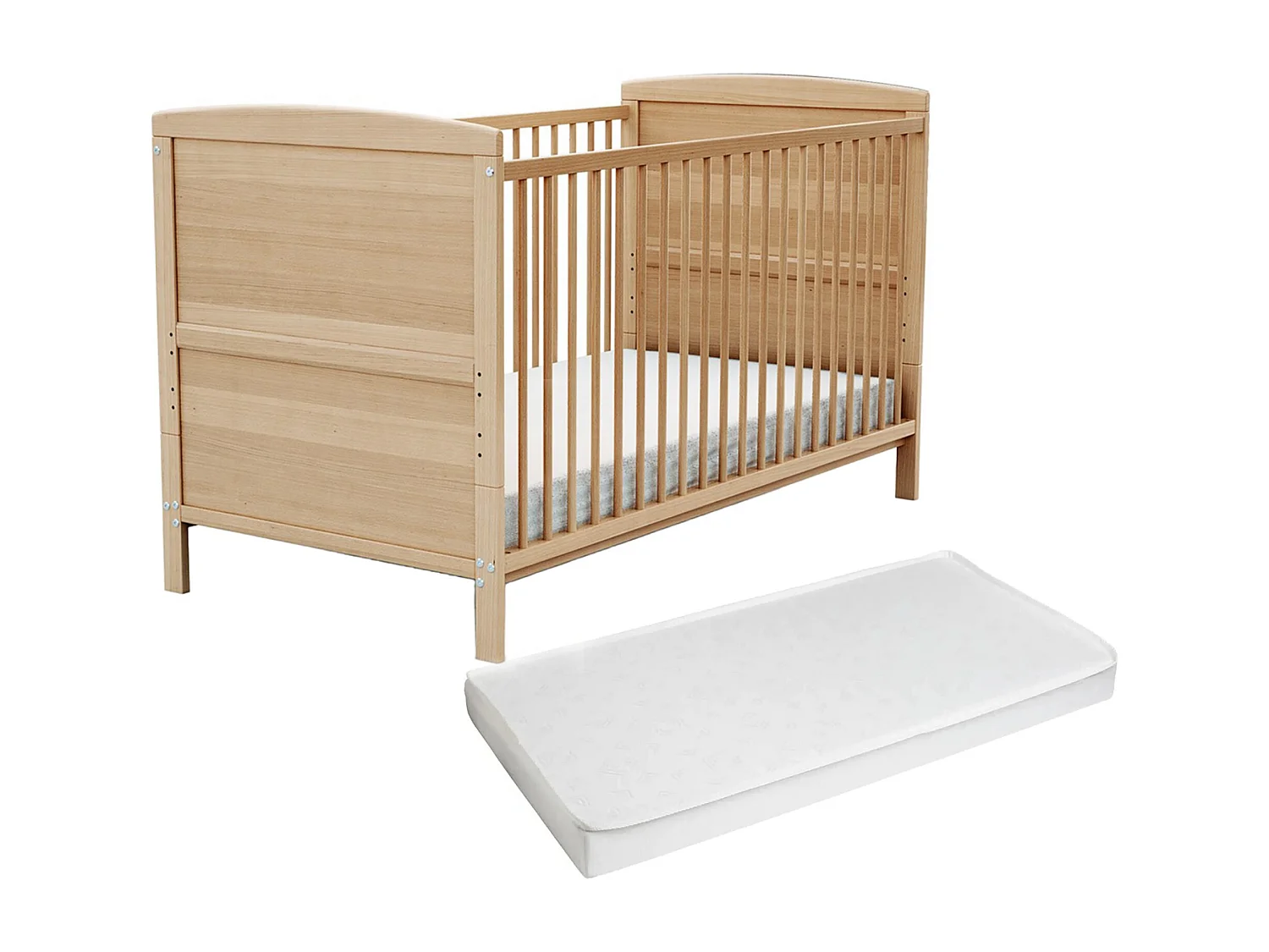 Lit bébé évolutif en bois avec matelas en bois ESSENTIEL Hêtre Verni