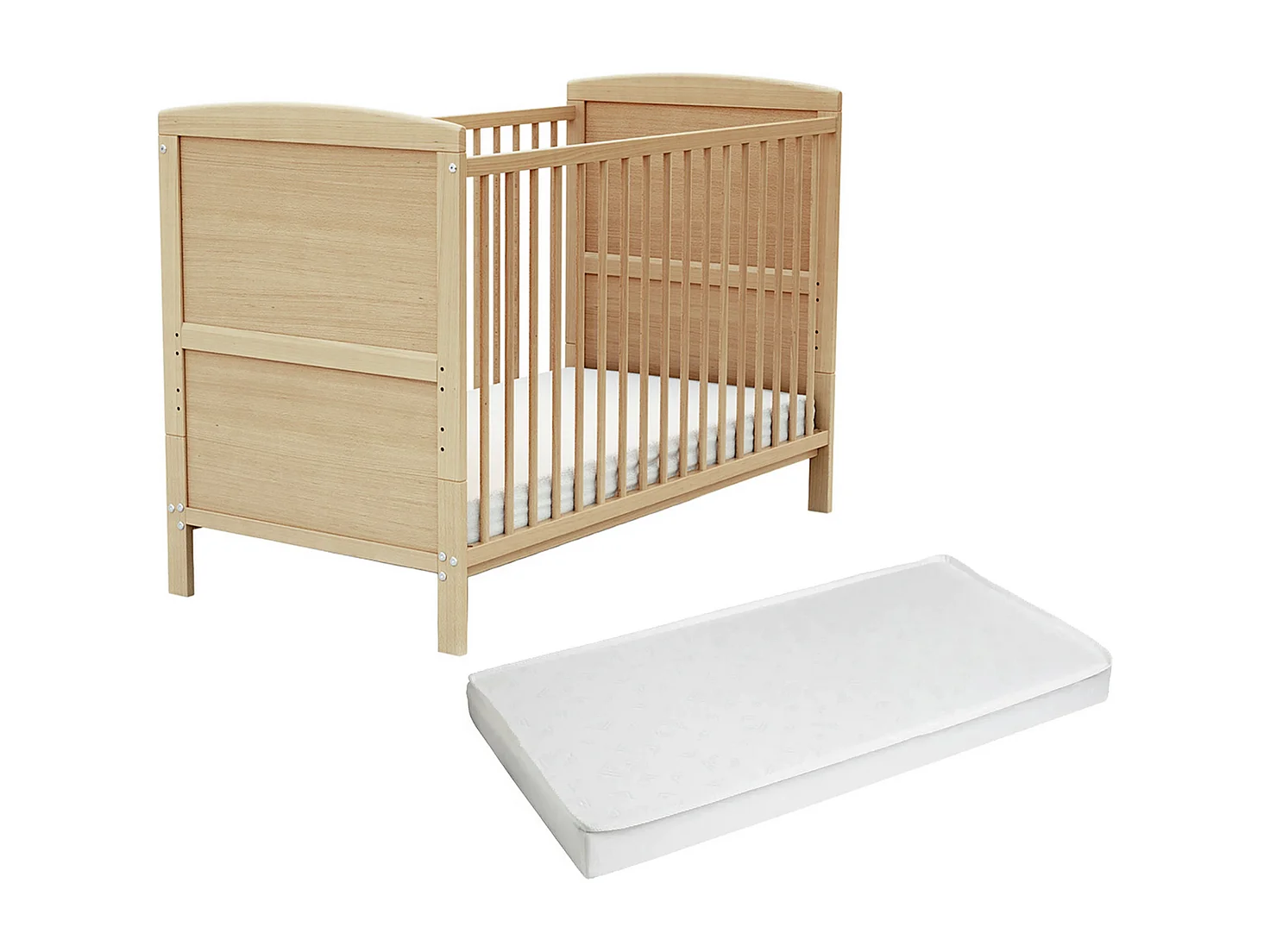 Lit bébé évolutif en bois avec matelas en bois ESSENTIEL Hêtre Verni