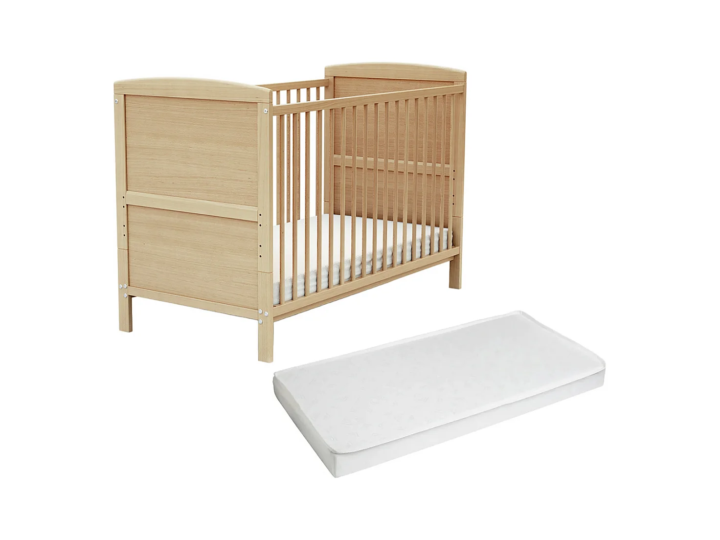 Cama de bebê ajustável de madeira com colchão ESSENTIEL de madeira Faia envernizada