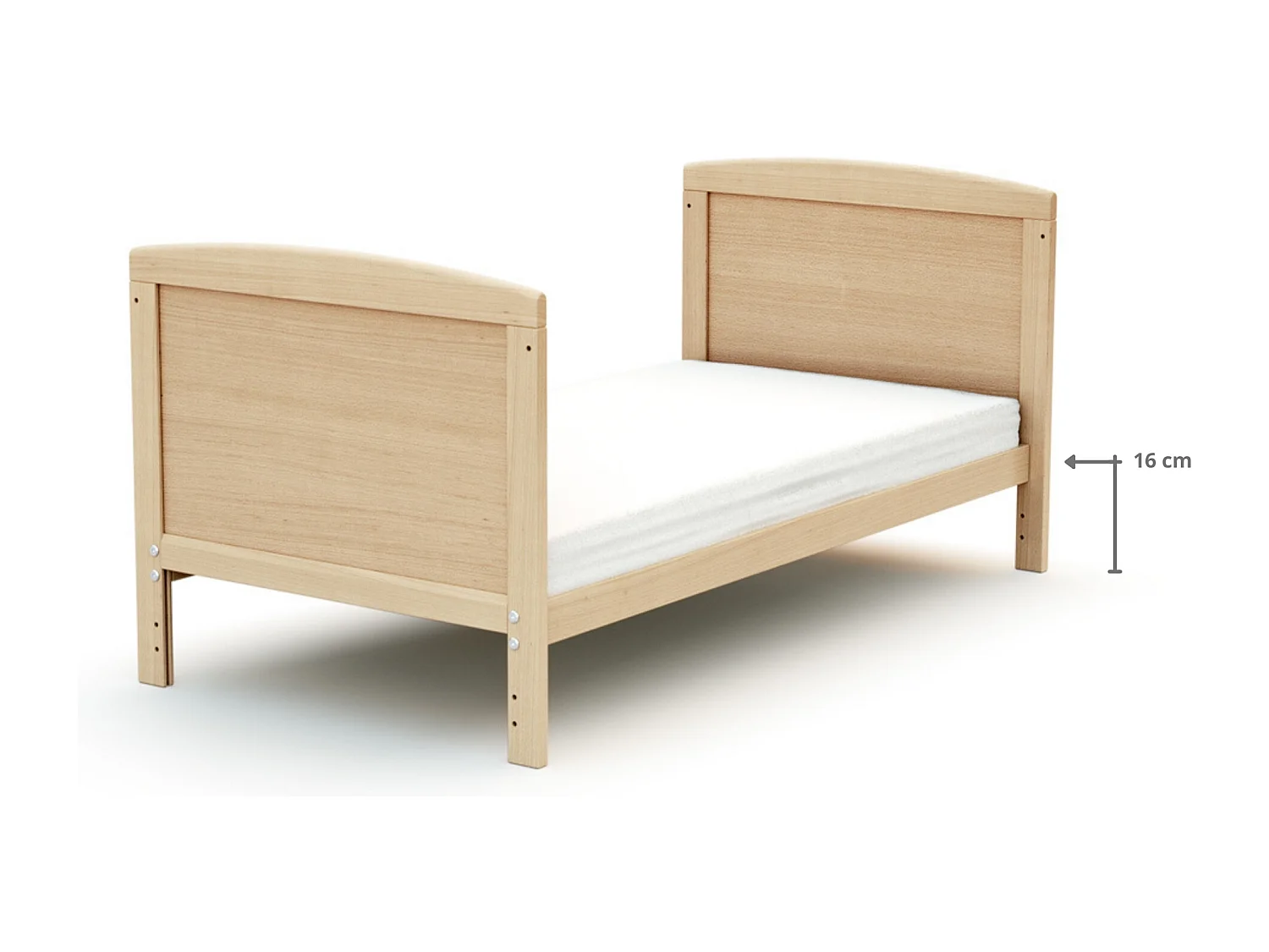 Erweiterbares Babybett mit Matratze Holtz Buche Lackiert