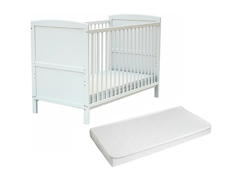 Lettino con sponde regolabile con materasso ESSENTIEL legno - Bianco