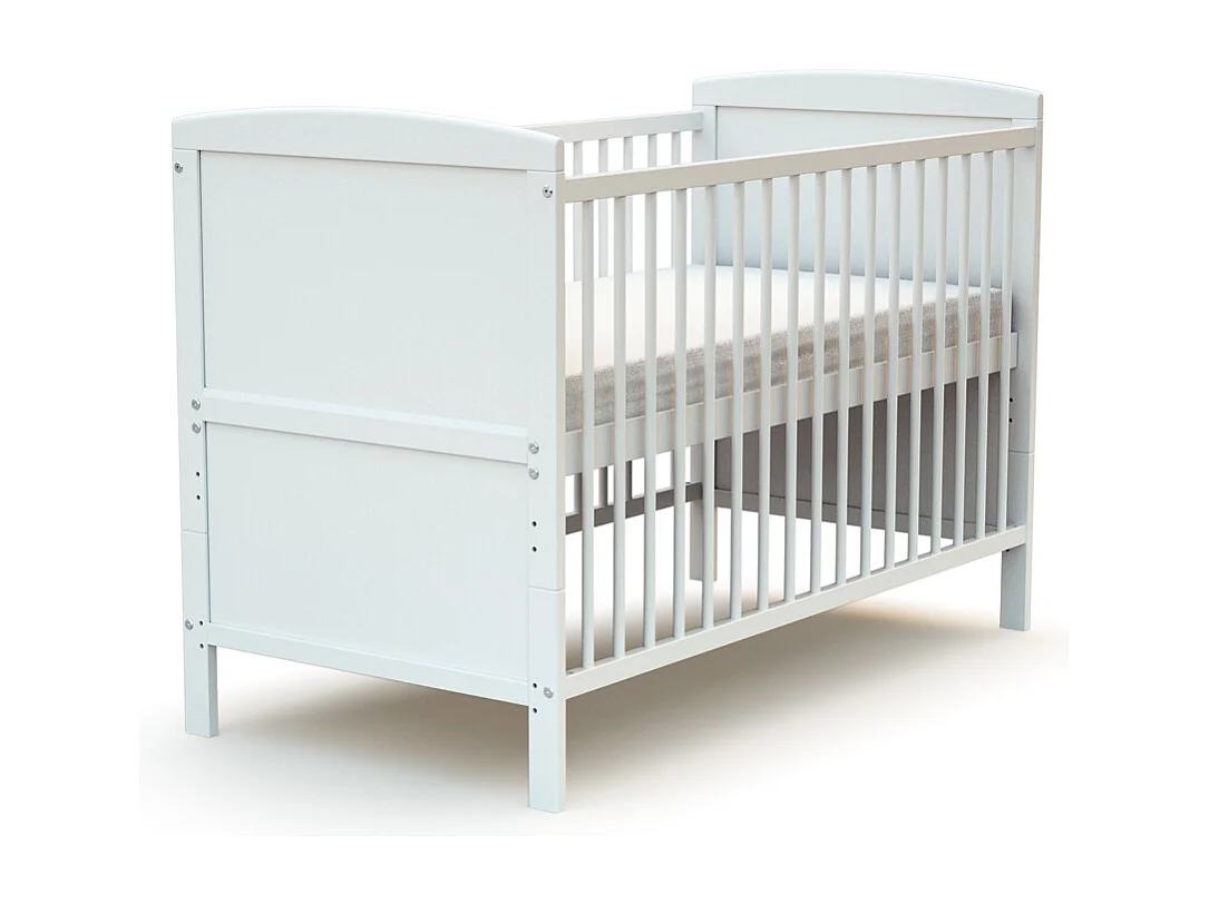 Lit bébé évolutif en bois avec matelas en bois ESSENTIEL Blanc