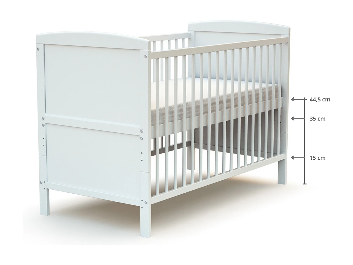 Lit bébé évolutif en bois avec matelas en bois ESSENTIEL Blanc