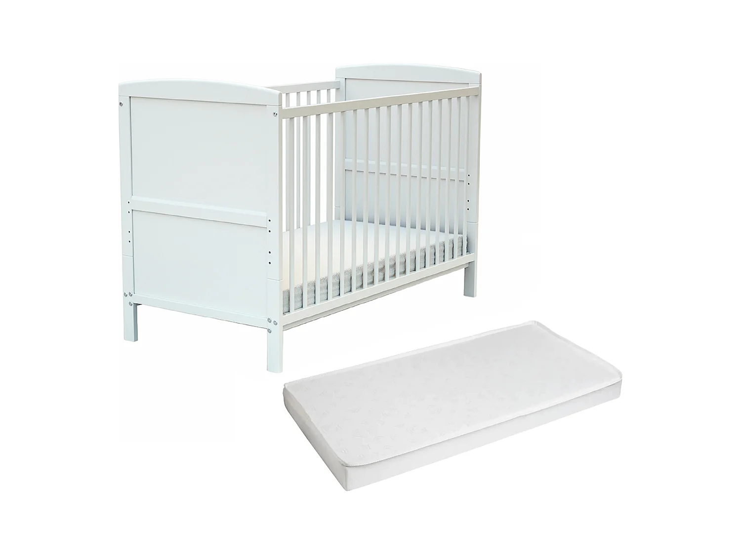 Cama de bebê ajustável de madeira com colchão ESSENTIEL de madeira Branco