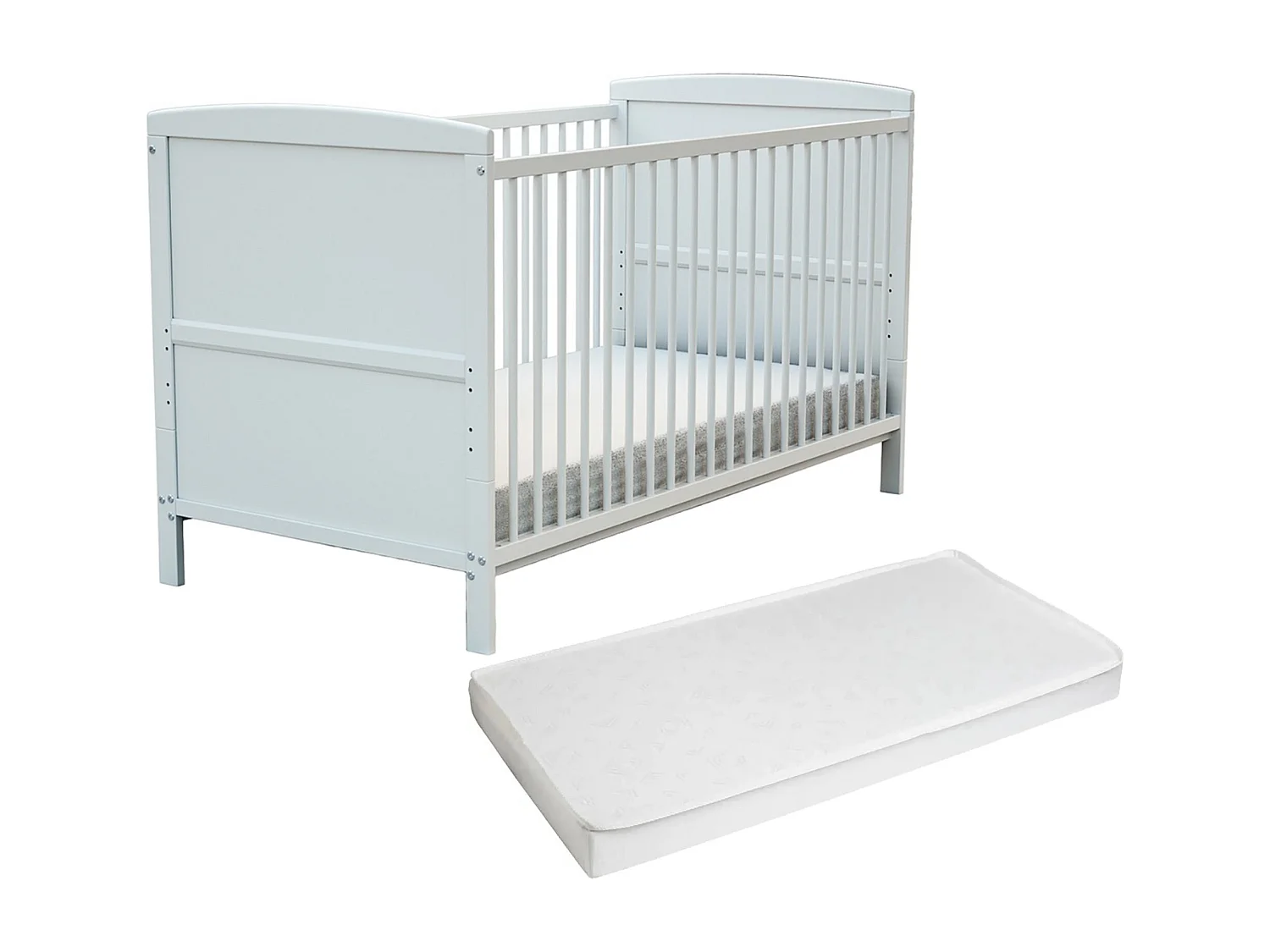 Cama de bebê ajustável de madeira com colchão ESSENTIEL de madeira Branco