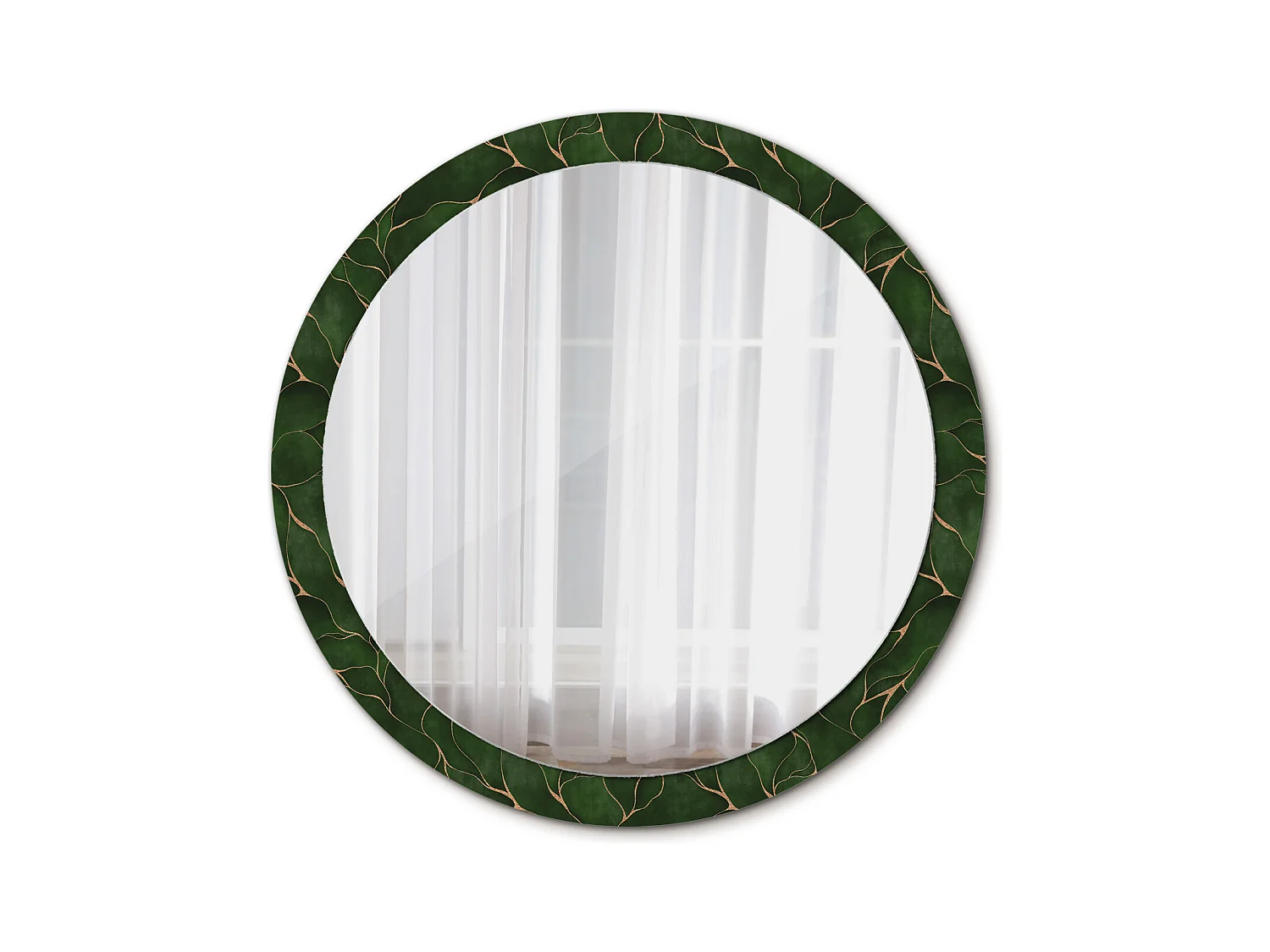 Miroir rond décoratif - Feuille abstraite - 100 cm