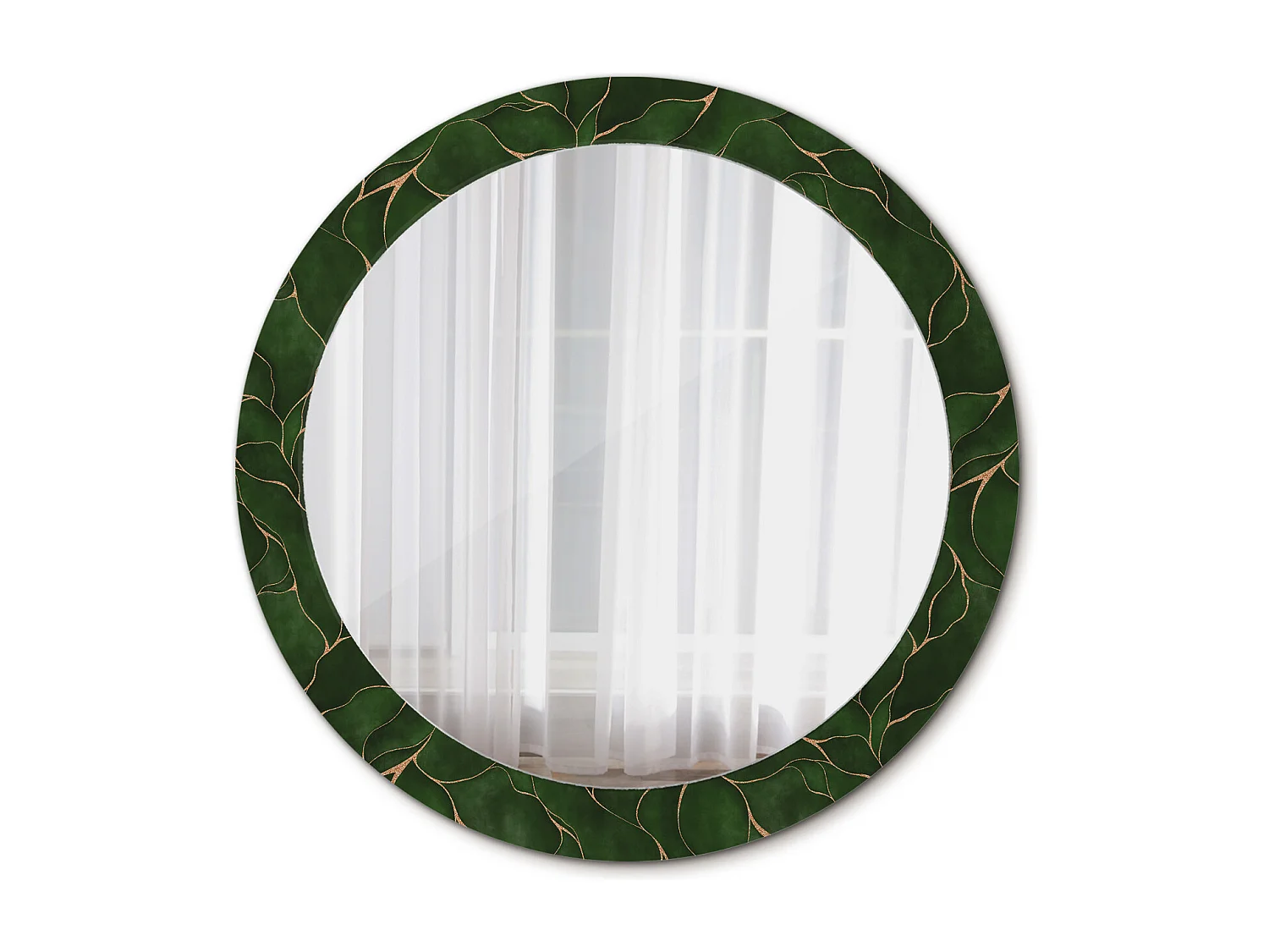 Miroir rond décoratif - Feuille abstraite - 80 cm