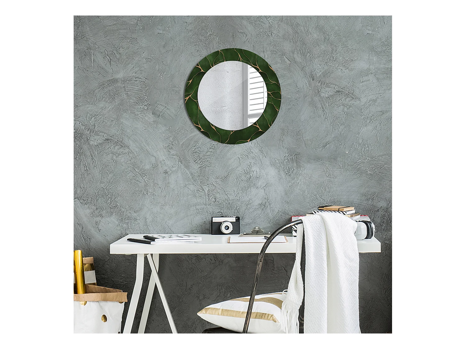 Ronde decoratieve spiegel - Abstract blad - 50 cm