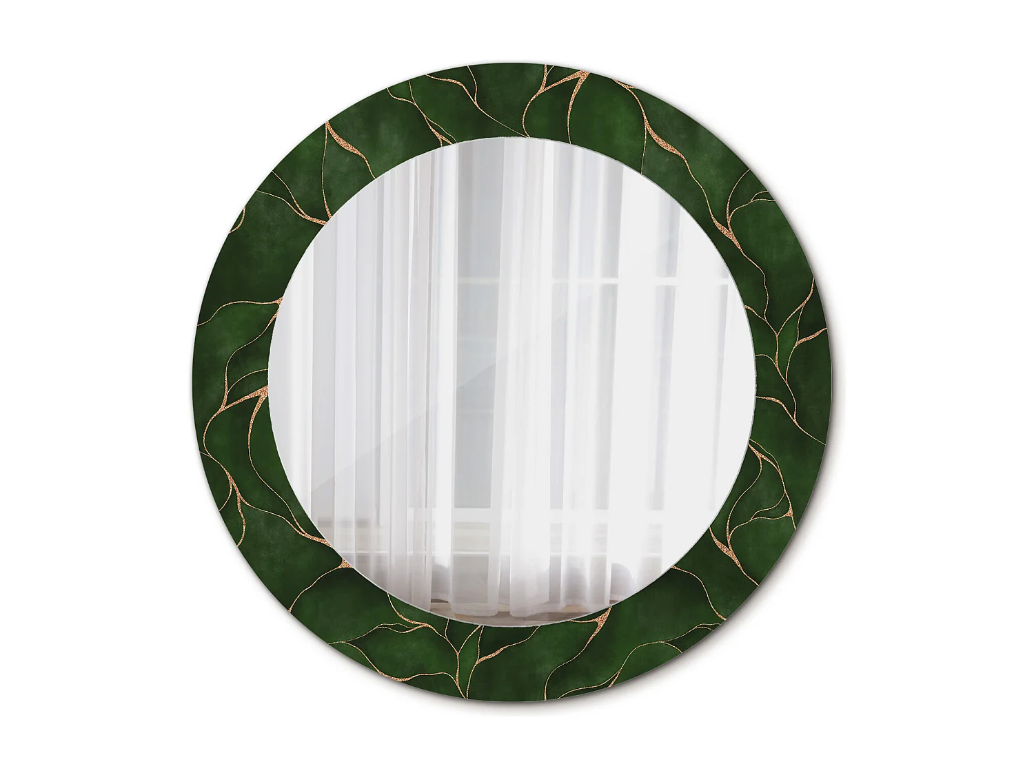 Miroir rond décoratif - Feuille abstraite - 60 cm