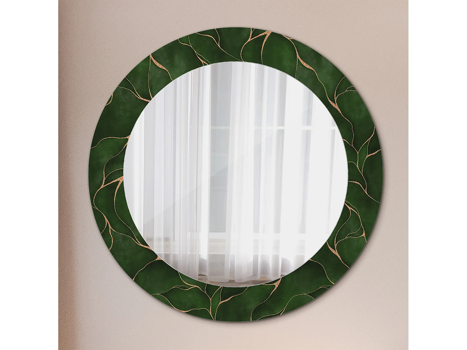 Miroir rond décoratif - Feuille abstraite - 60 cm