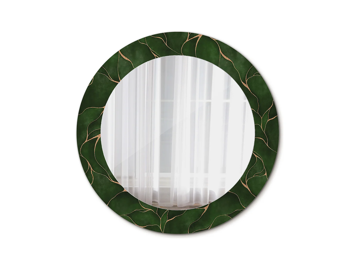 Miroir rond décoratif - Feuille abstraite - 60 cm