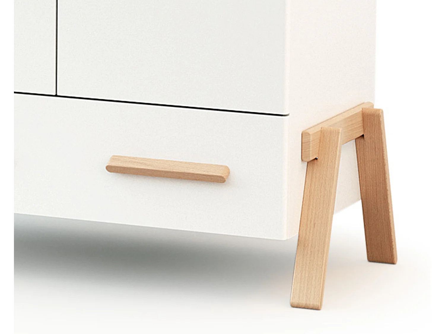 Armoire enfant 2 portes en bois CANAILLE Blanc et Hêtre 108 x 53 x176 cm