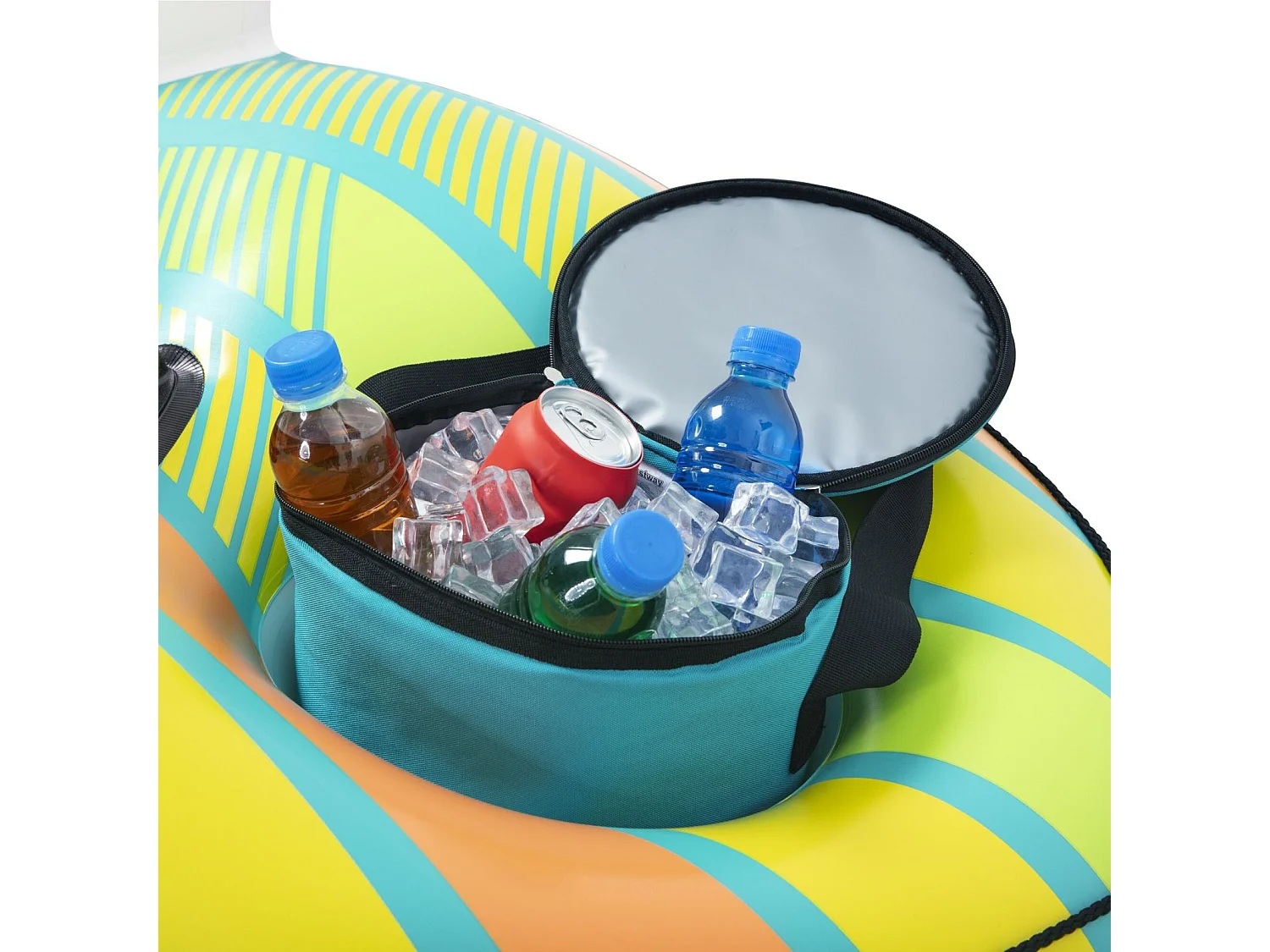 Bouée de Rivière Bestway Hydro-Force 159x126x53 cm Dossier, Porte-Verre, Poignées et Glacière Isotherme, Extractible Multicolore