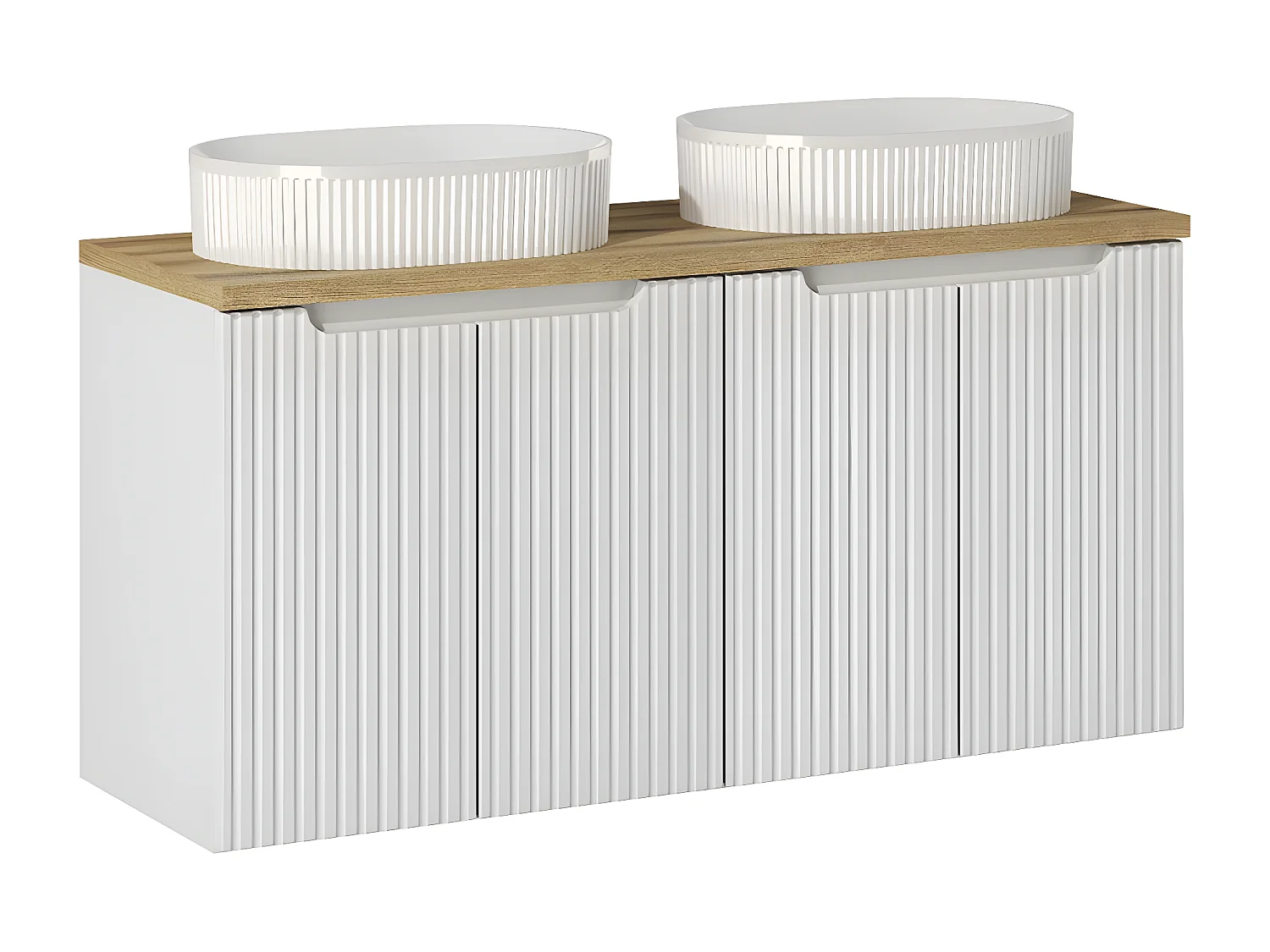 Riva Wit en Hout 120cm 4-deurs dubbele wastafel