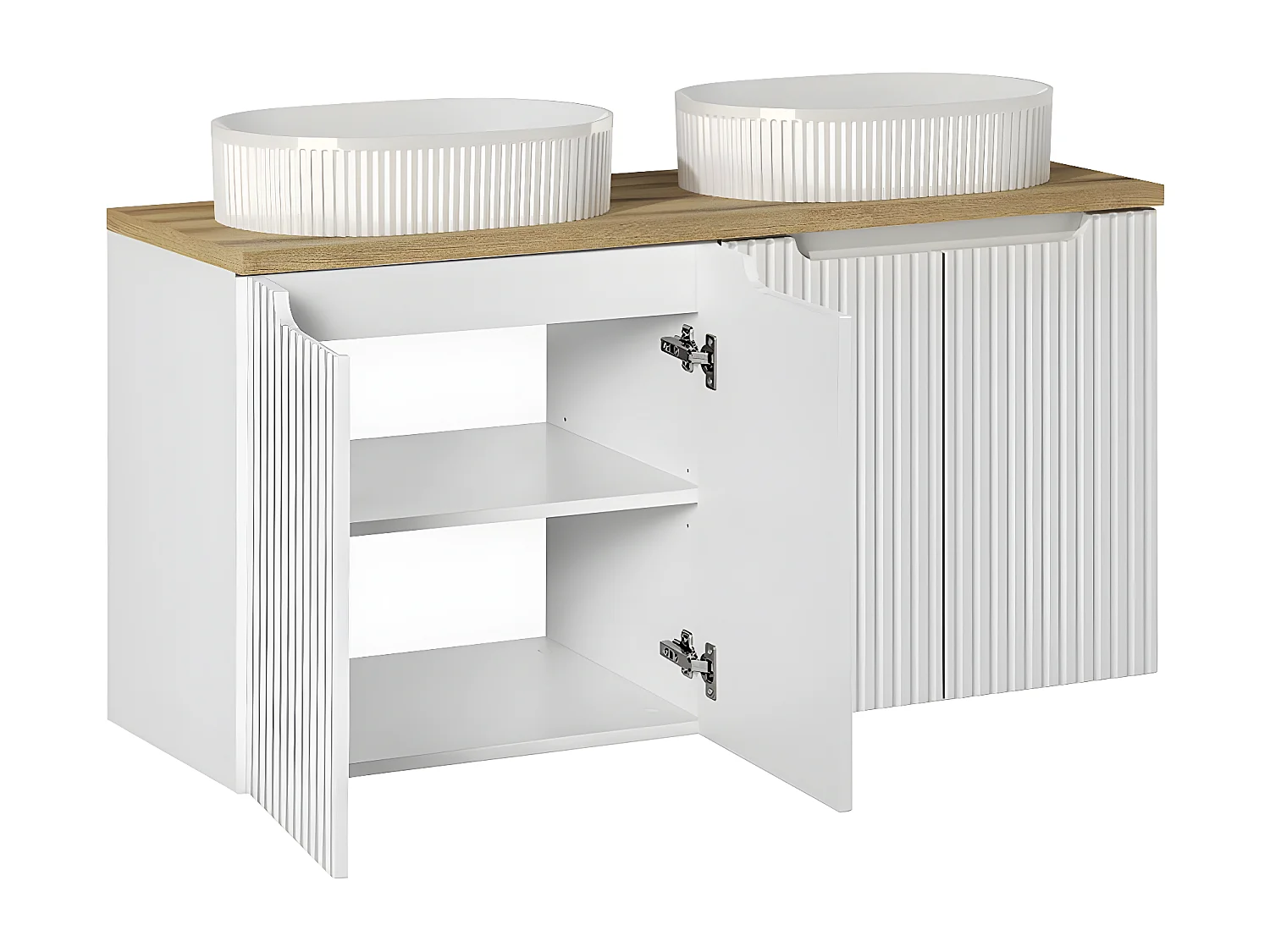 Riva Wit en Hout 120cm 4-deurs dubbele wastafel