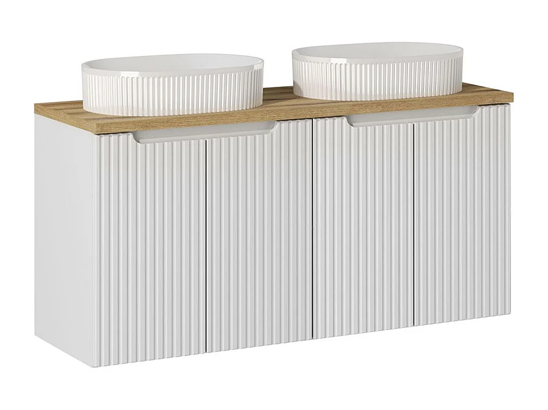 Mobile bagno doppio lavabo Riva bianco e marrone 120cm