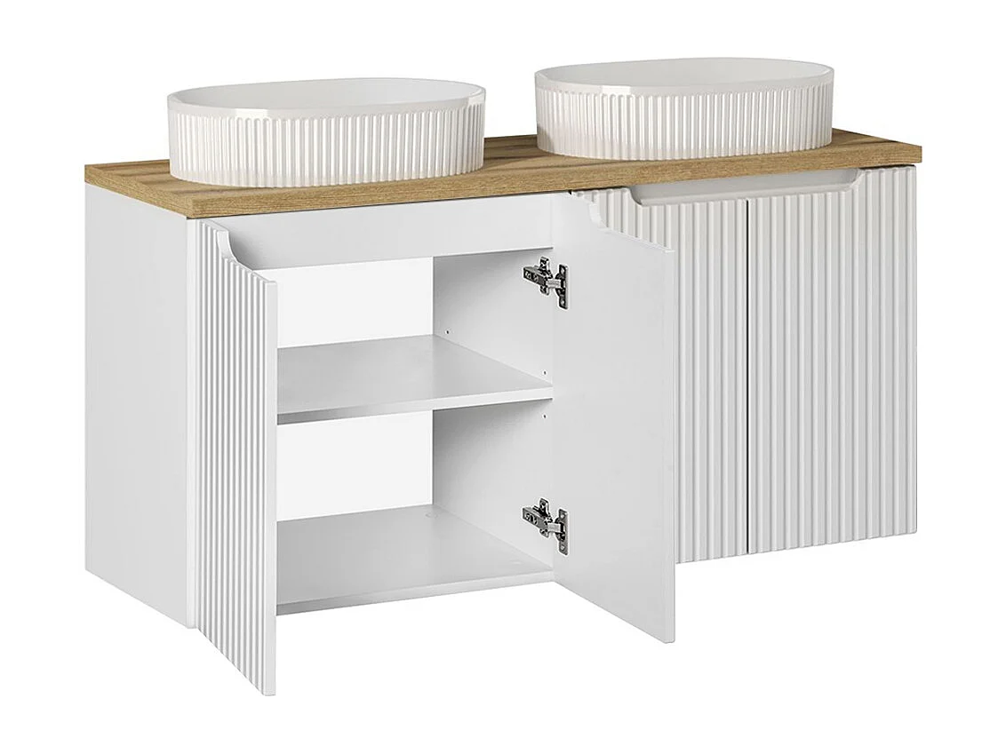 Mobile bagno doppio lavabo Riva bianco e marrone 120cm