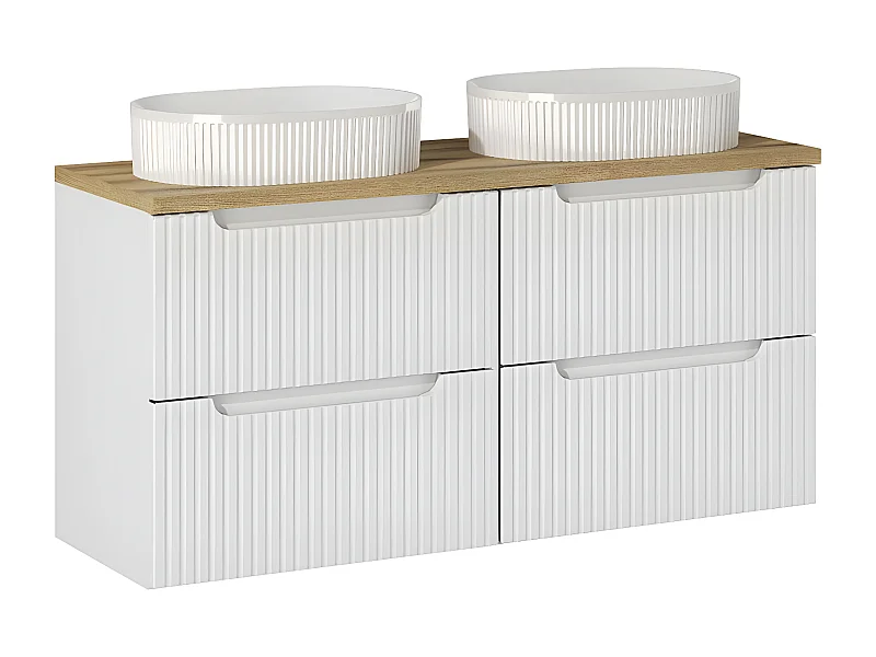 Mueble doble lavabo 120cm 4 cajones Riva Blanco y Madera