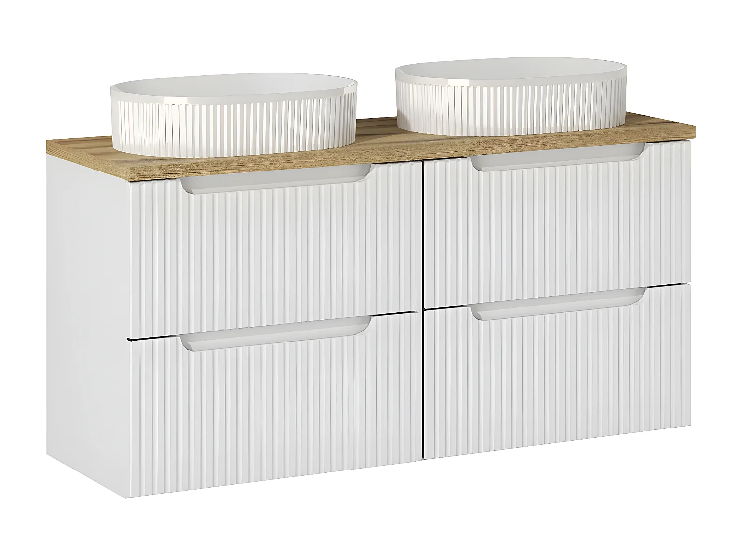 Mueble doble lavabo 120cm 4 cajones Riva Blanco y Madera