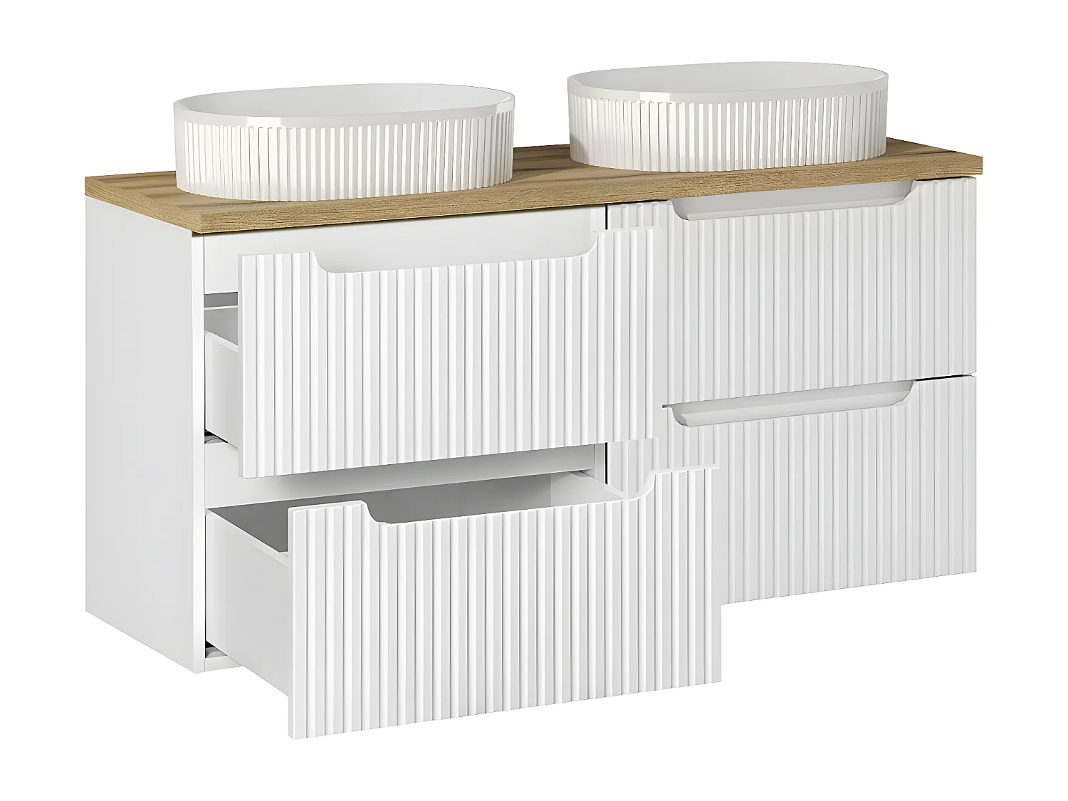 Mueble doble lavabo 120cm 4 cajones Riva Blanco y Madera