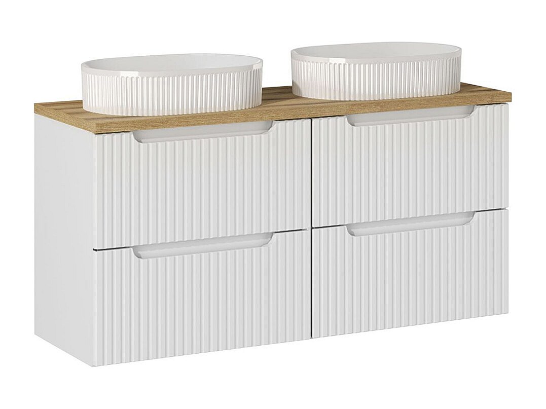 Meuble double vasque 120cm 4 tiroirs Riva Blanc et Bois