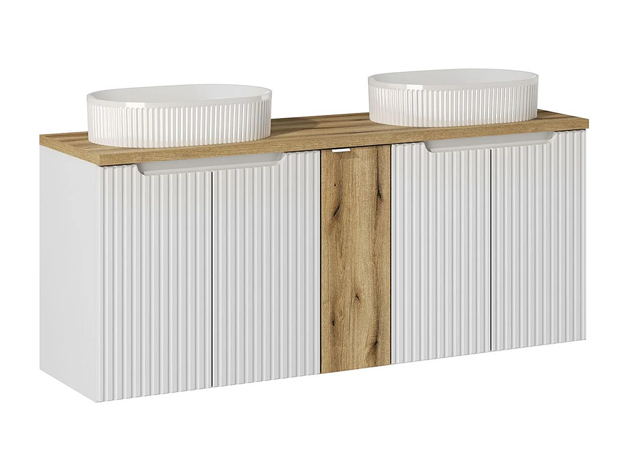 Mobile bagno doppio lavabo Riva bianco e marrone 140cm