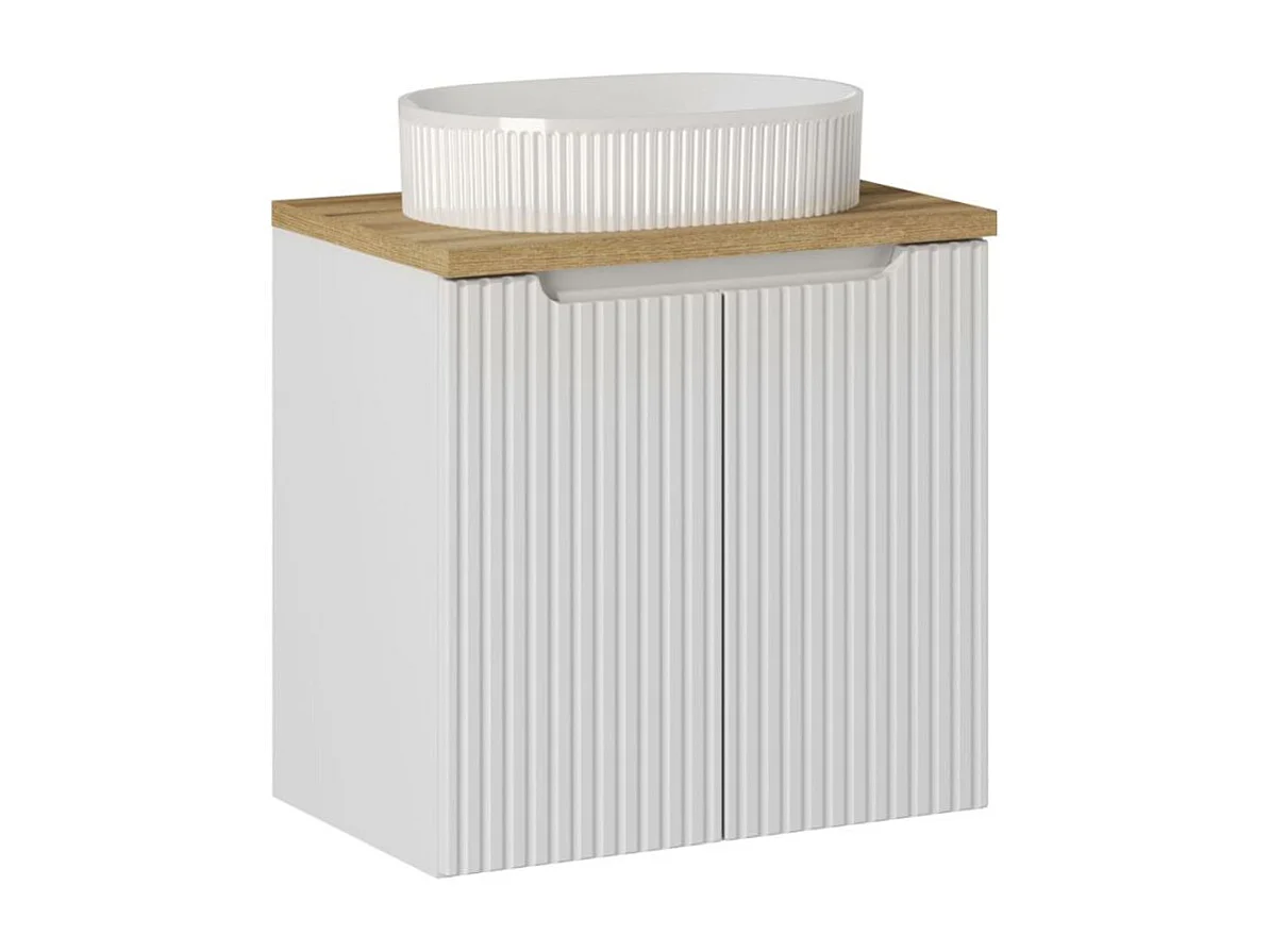 Meuble simple vasque 60cm 2 portes Riva Blanc et Bois