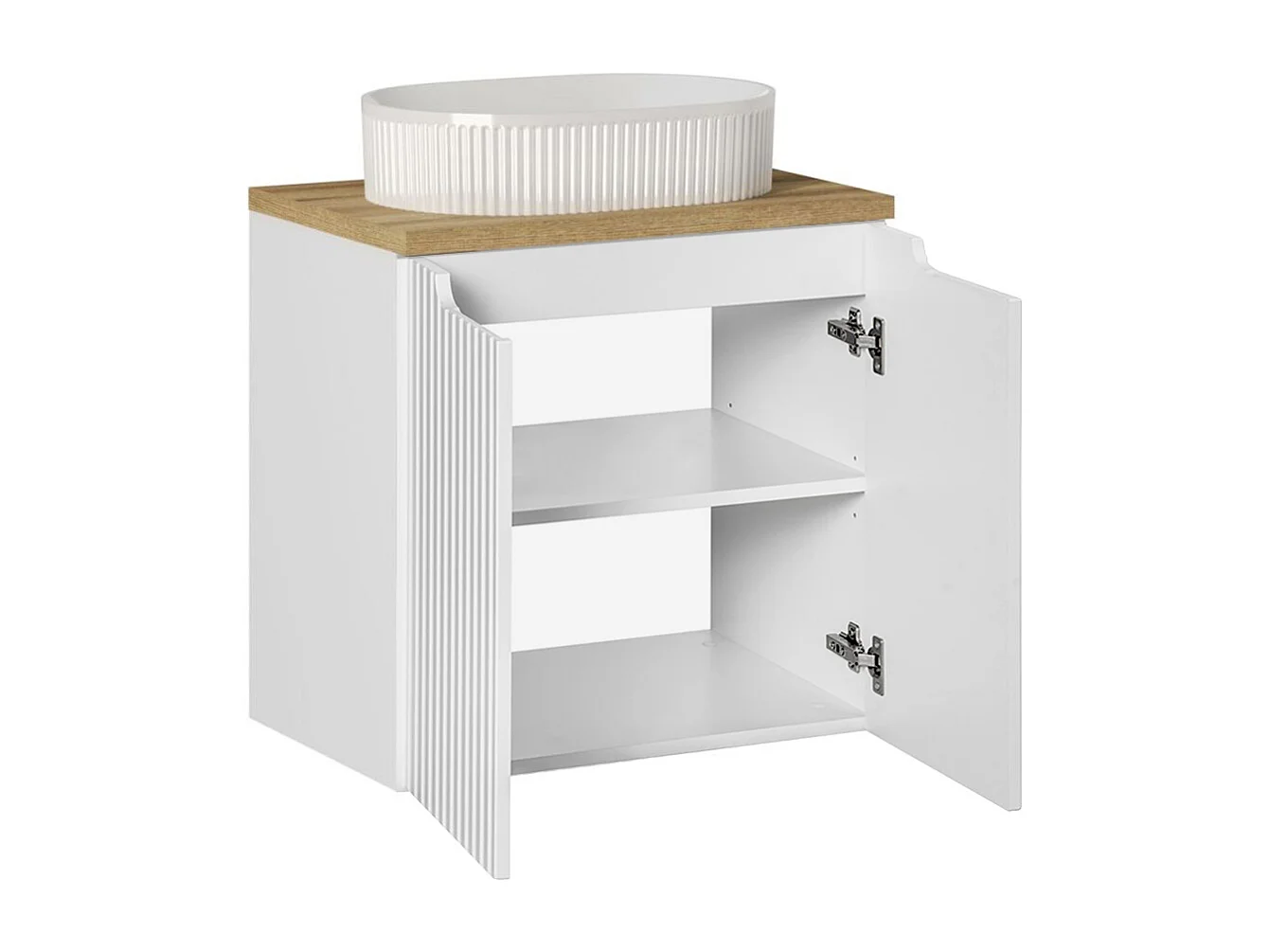 Meuble simple vasque 60cm 2 portes Riva Blanc et Bois
