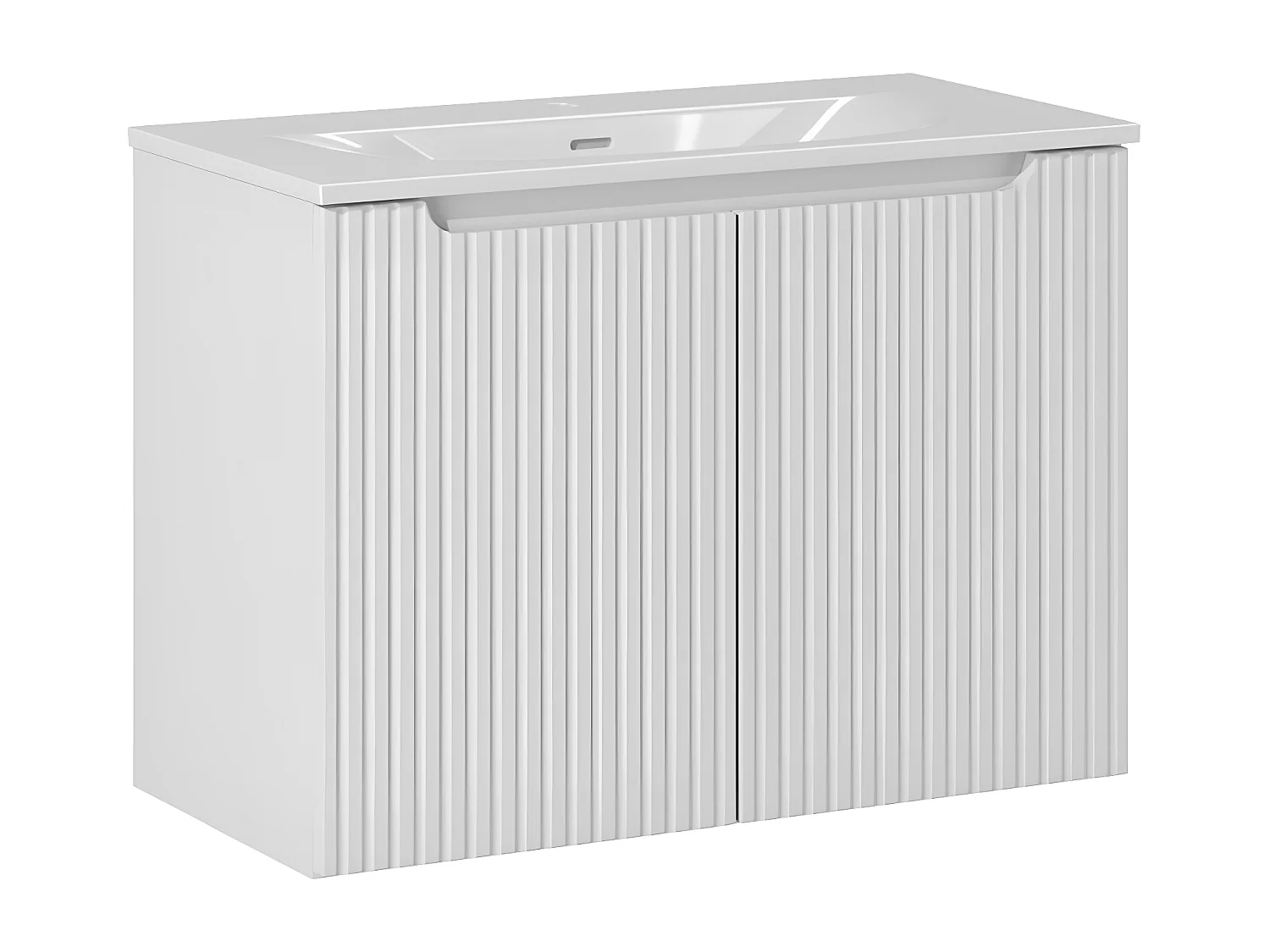 Meuble simple vasque encastrée 80cm 2 portes Riva Blanc