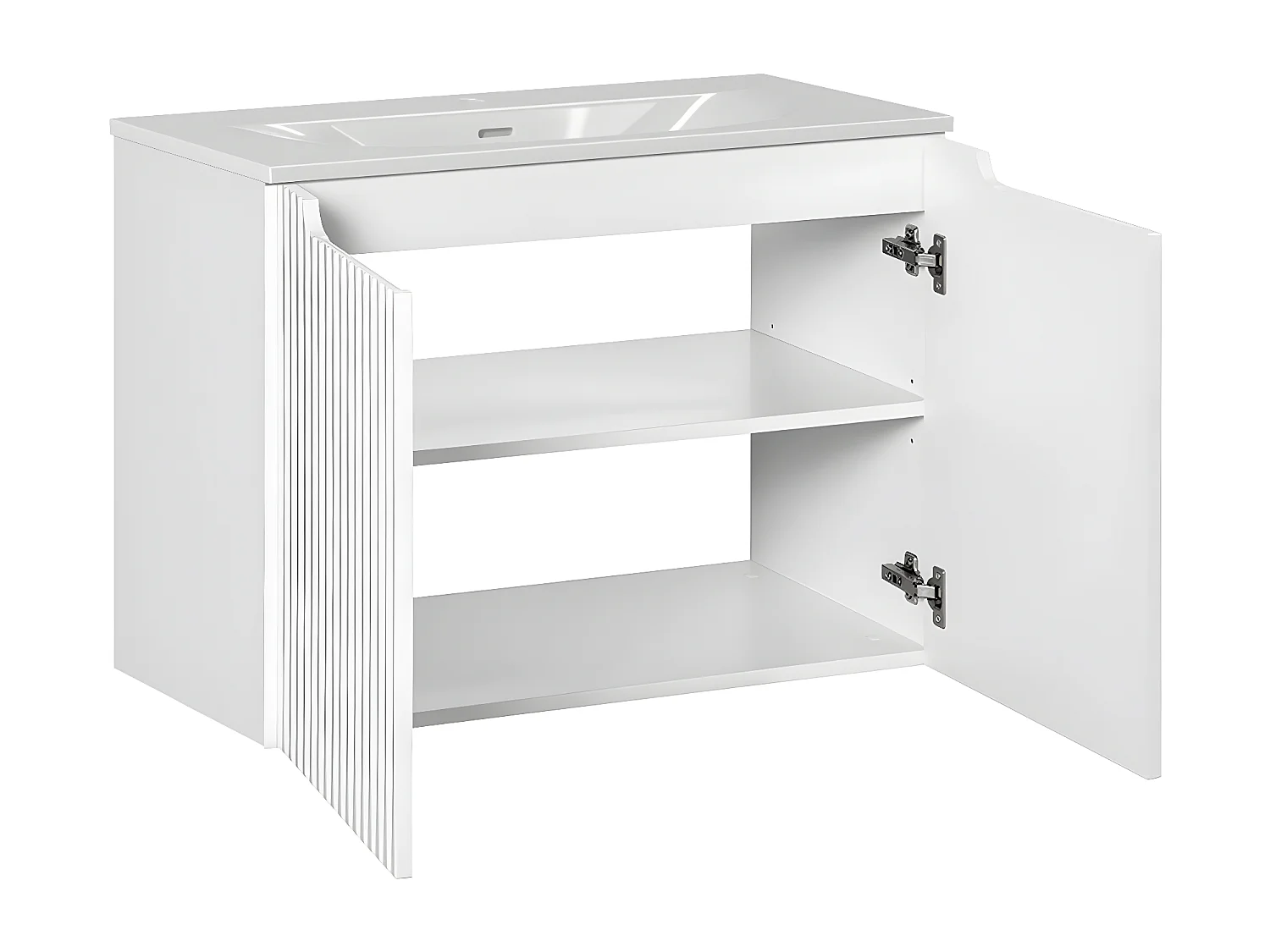 Meuble simple vasque encastrée 80cm 2 portes Riva Blanc