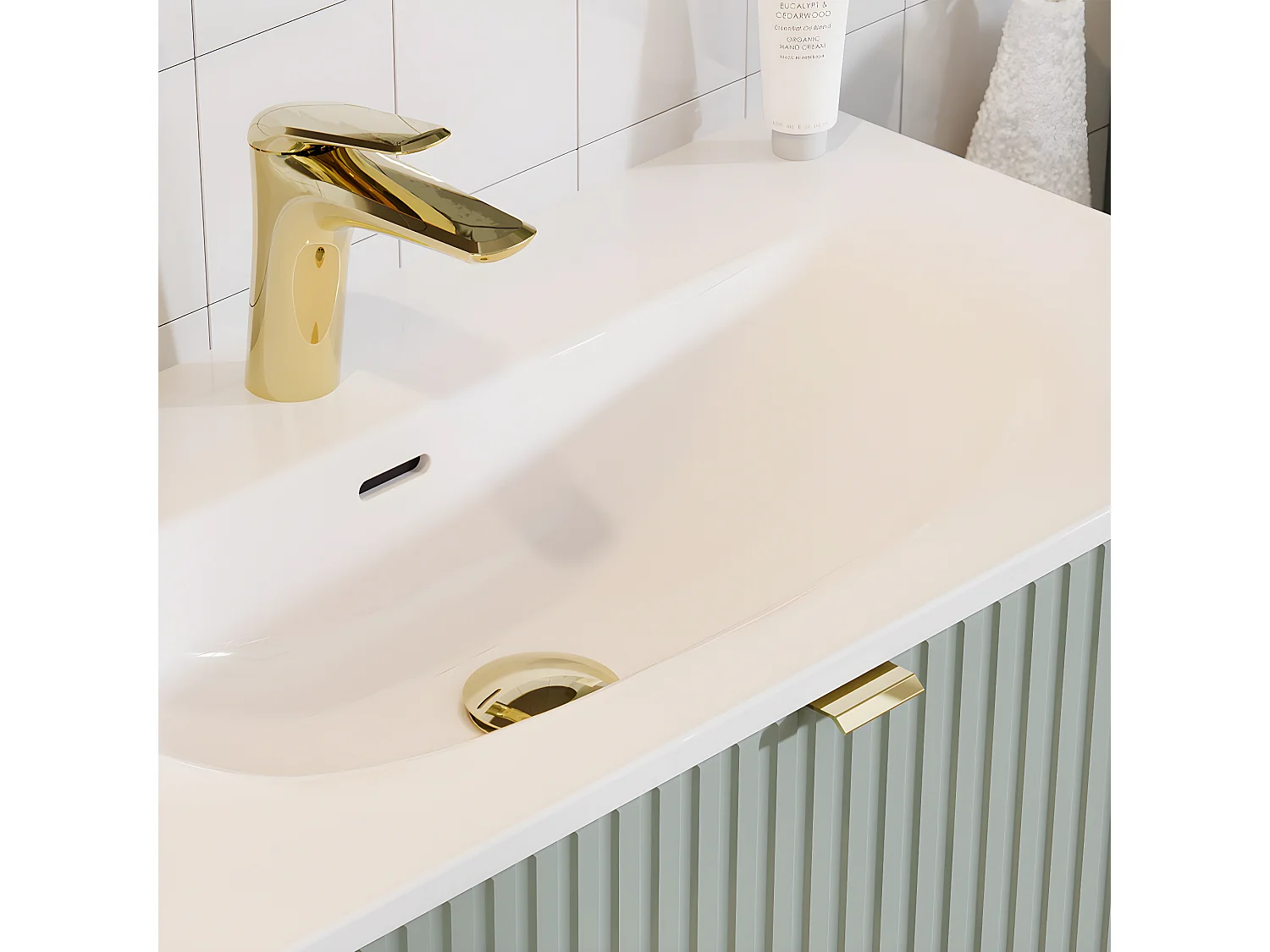 Meuble simple vasque encastrée 80cm 2 portes Riva Blanc