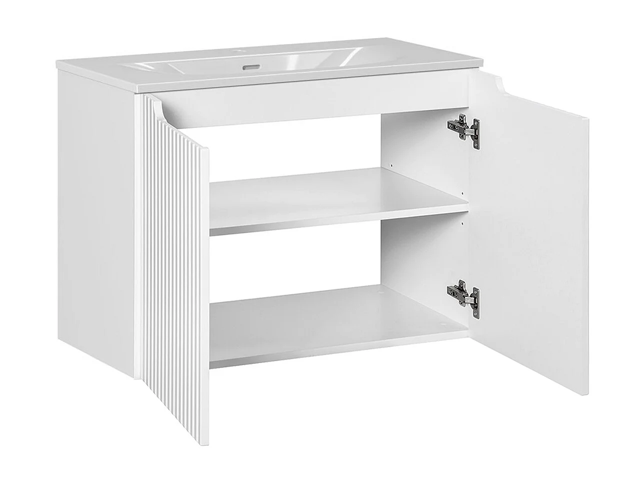 Enkelt håndvask 80 cm med 2 låger Riva White