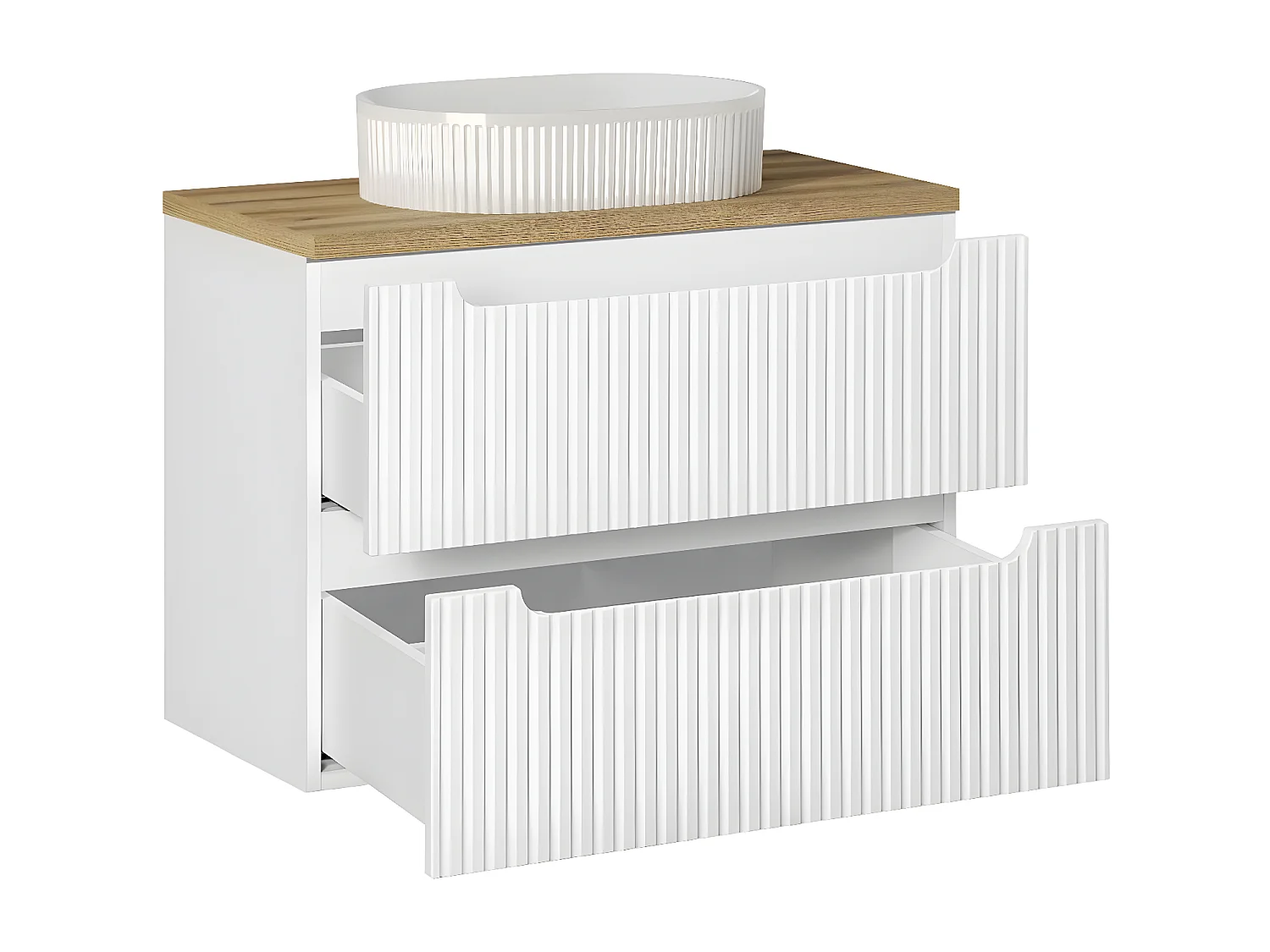 Móvel de lavatório Riva branco e madeira 80cm