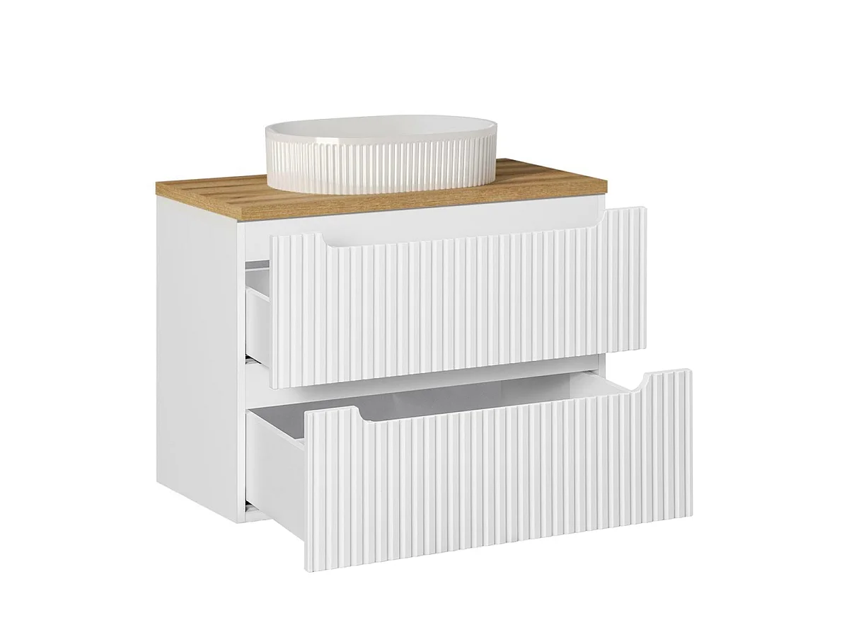 Mobile lavabo singolo 80cm 2 cassetti Riva Bianco e Legno