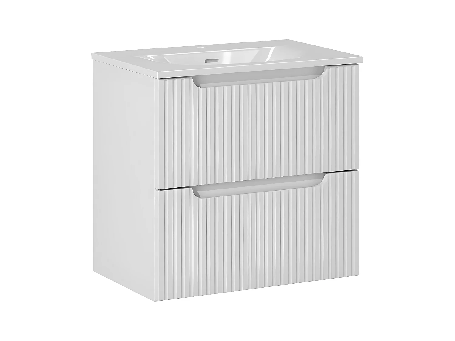 Meuble simple vasque encastrée 60cm 2 tiroirs Riva Blanc