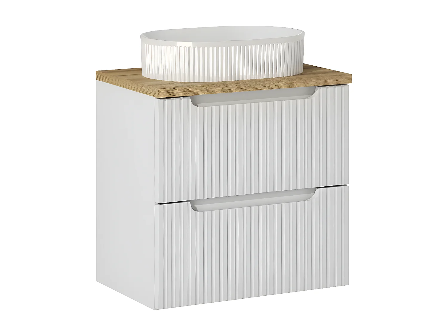 Móvel de lavatório Riva branco e madeira 60cm