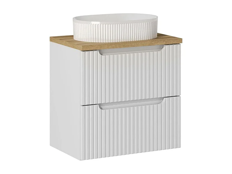 Mueble lavabo individual 60cm 2 cajones Riva Blanco y Madera