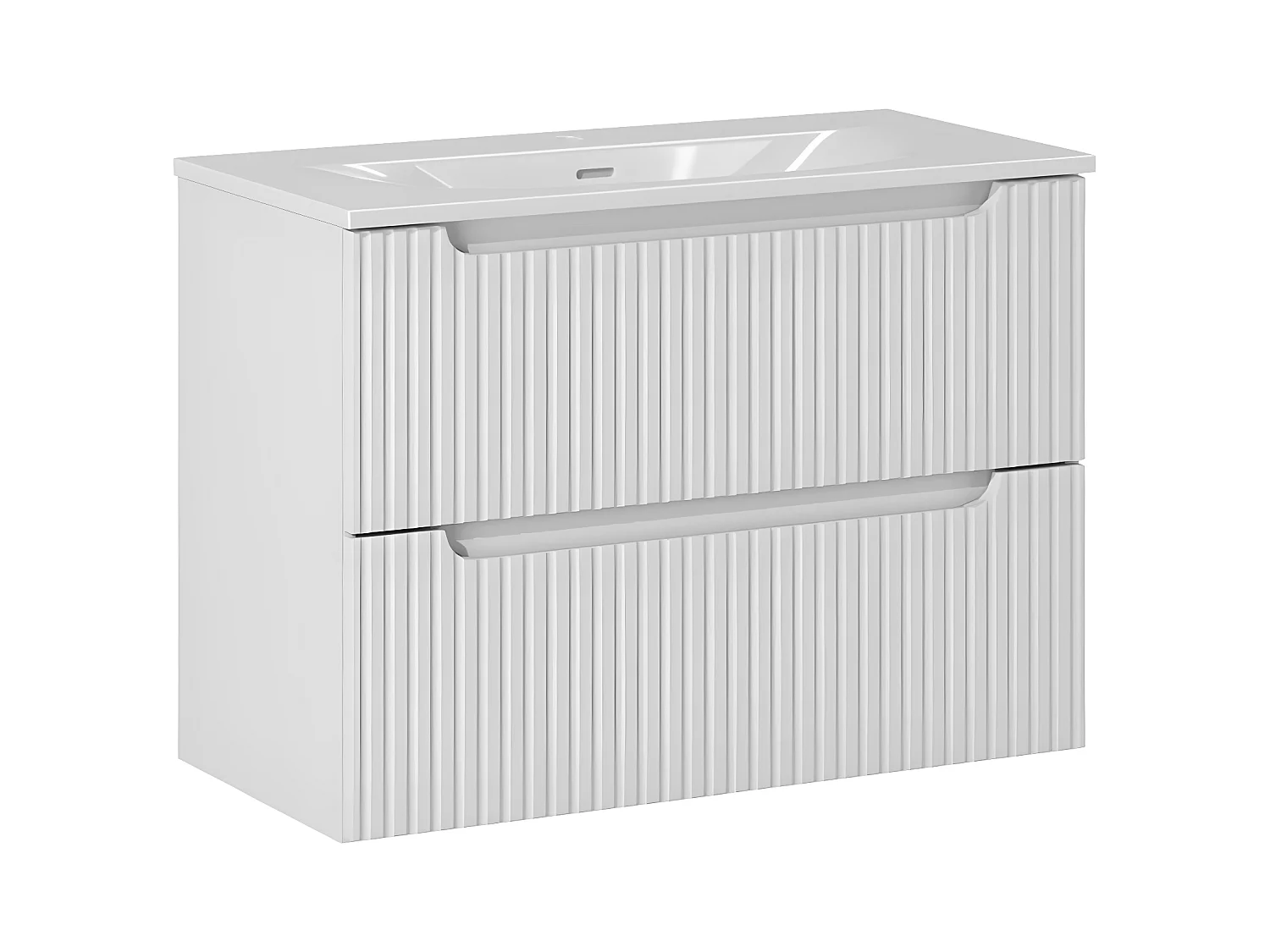 Meuble simple vasque encastrée 80cm 2 tiroirs Riva Blanc