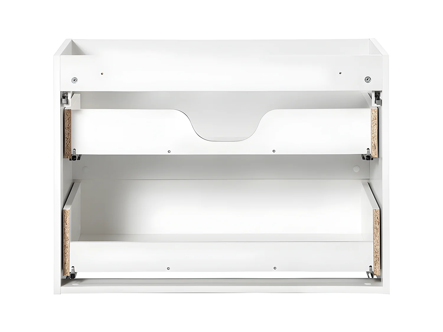 Meuble simple vasque encastrée 80cm 2 tiroirs Riva Blanc